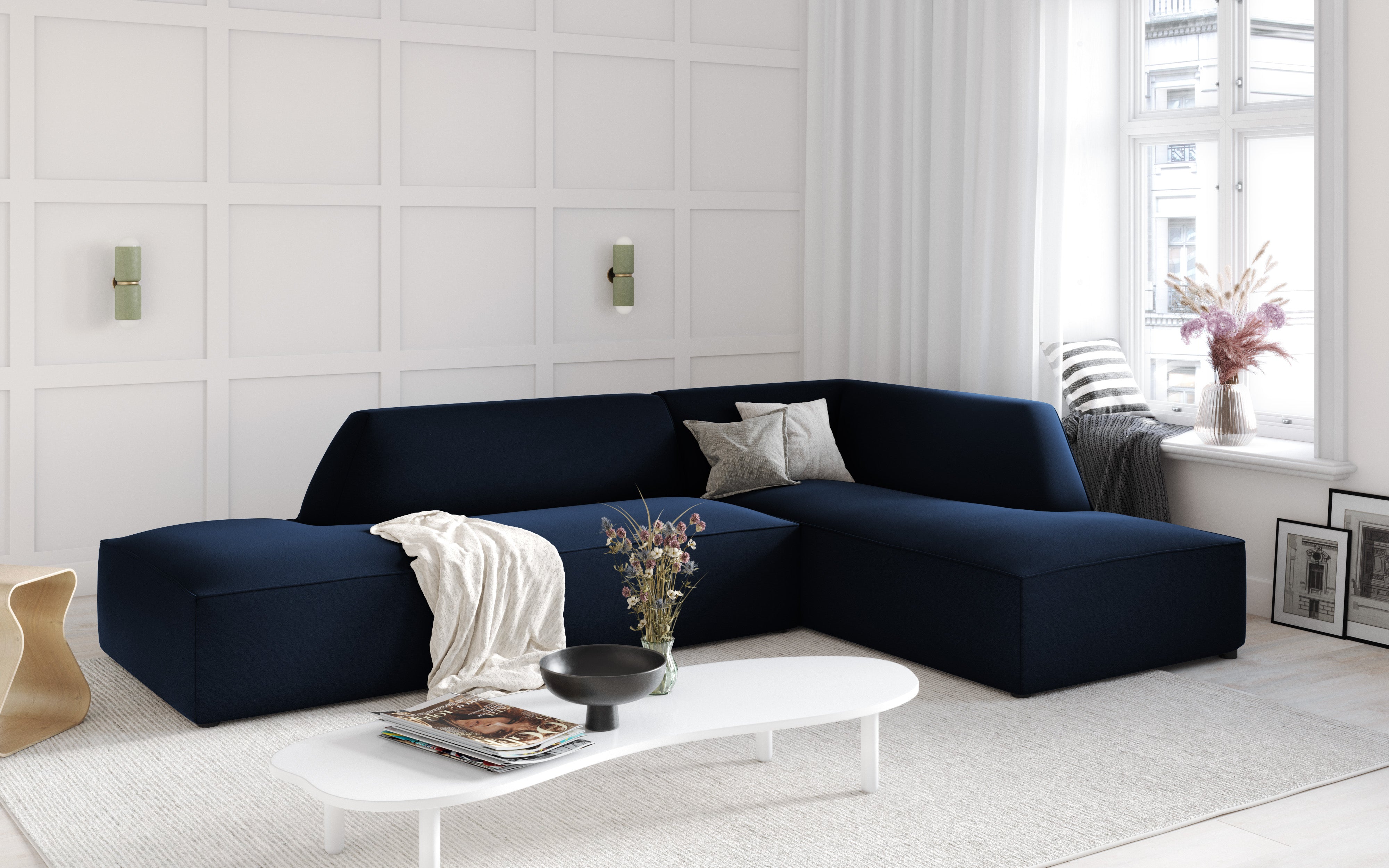 minimalist royal navy blue sofa
