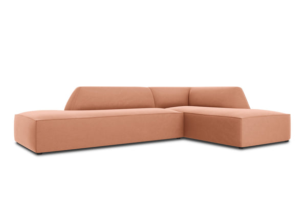 Velvet salmon corner sofa