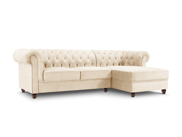 Velvet Right Corner Sofa, "Lapis", 5 Seats, 278x150x80 Made in Europe, Micadoni, Eye on Design