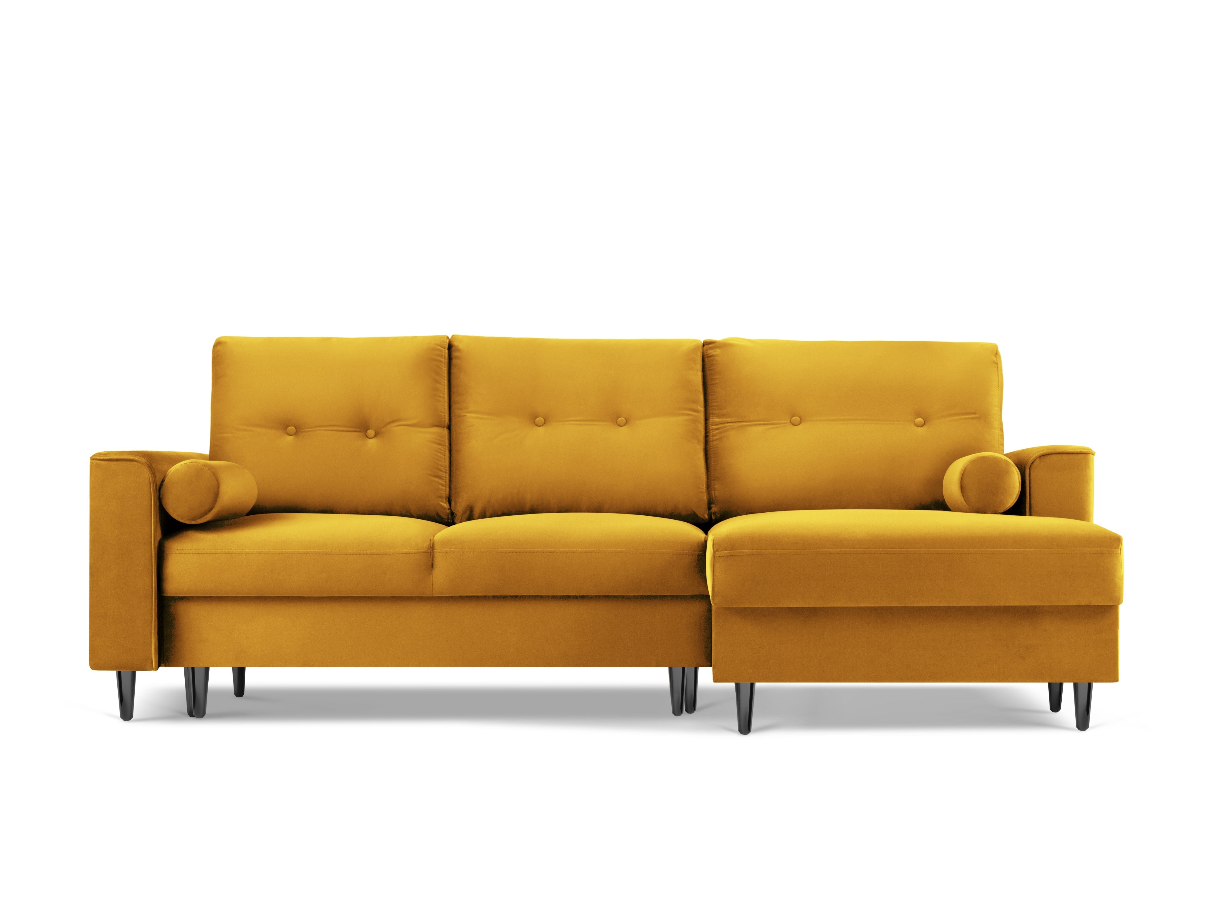 yellow sofa with black finish