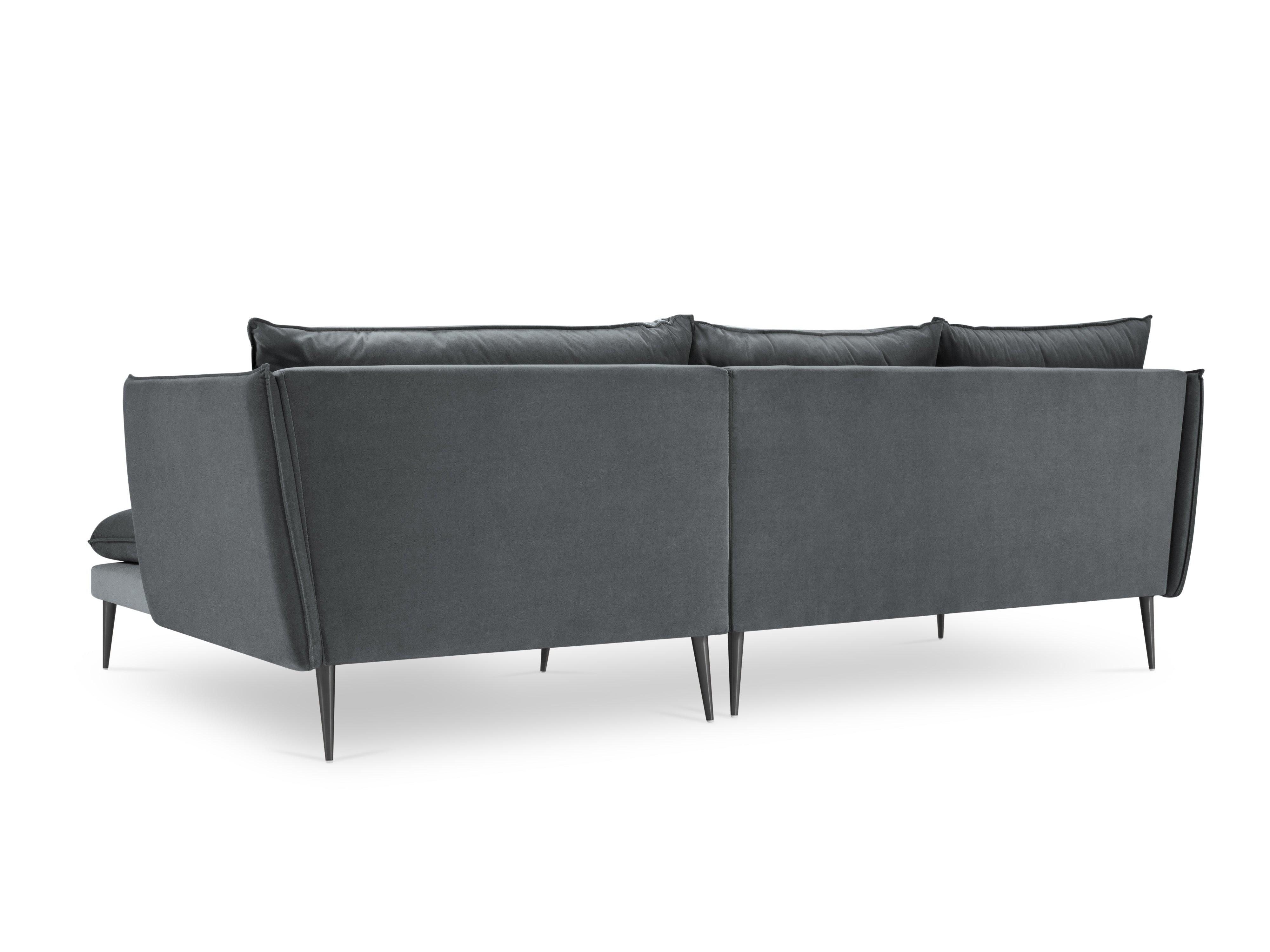 dark gray sofa with a black base