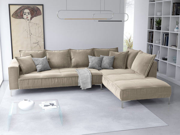 Right-angled velvet sofa JARDANITE beige