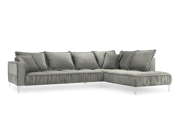 Velvet right corner sofa JARDANITE light grey