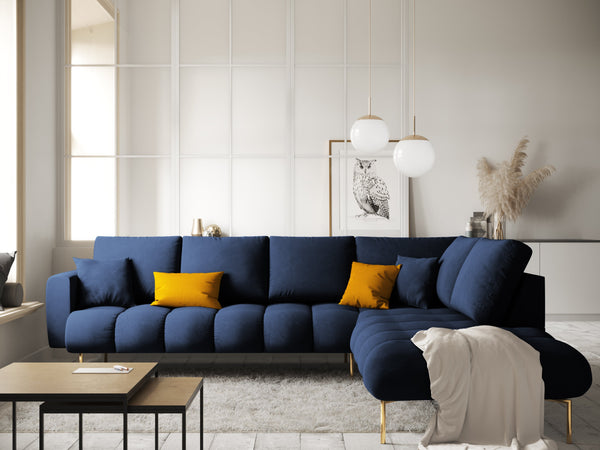 Velvet corner sofa MALVIN royal blue