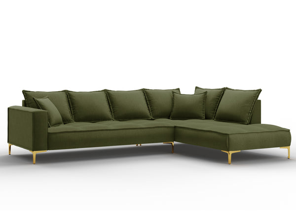 Right corner sofa MARRAM green with golden base