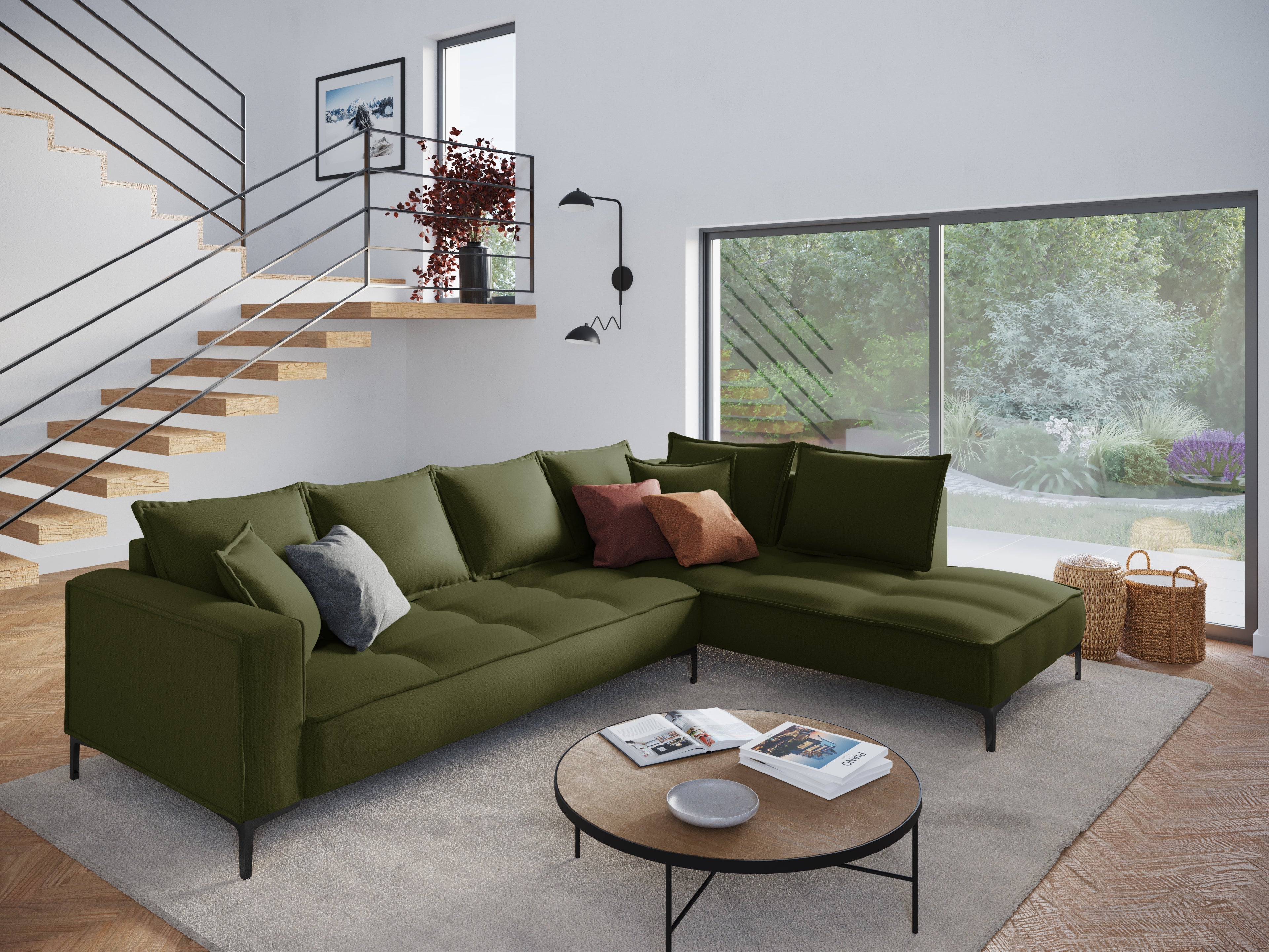 Right corner sofa MARRAM green with black base