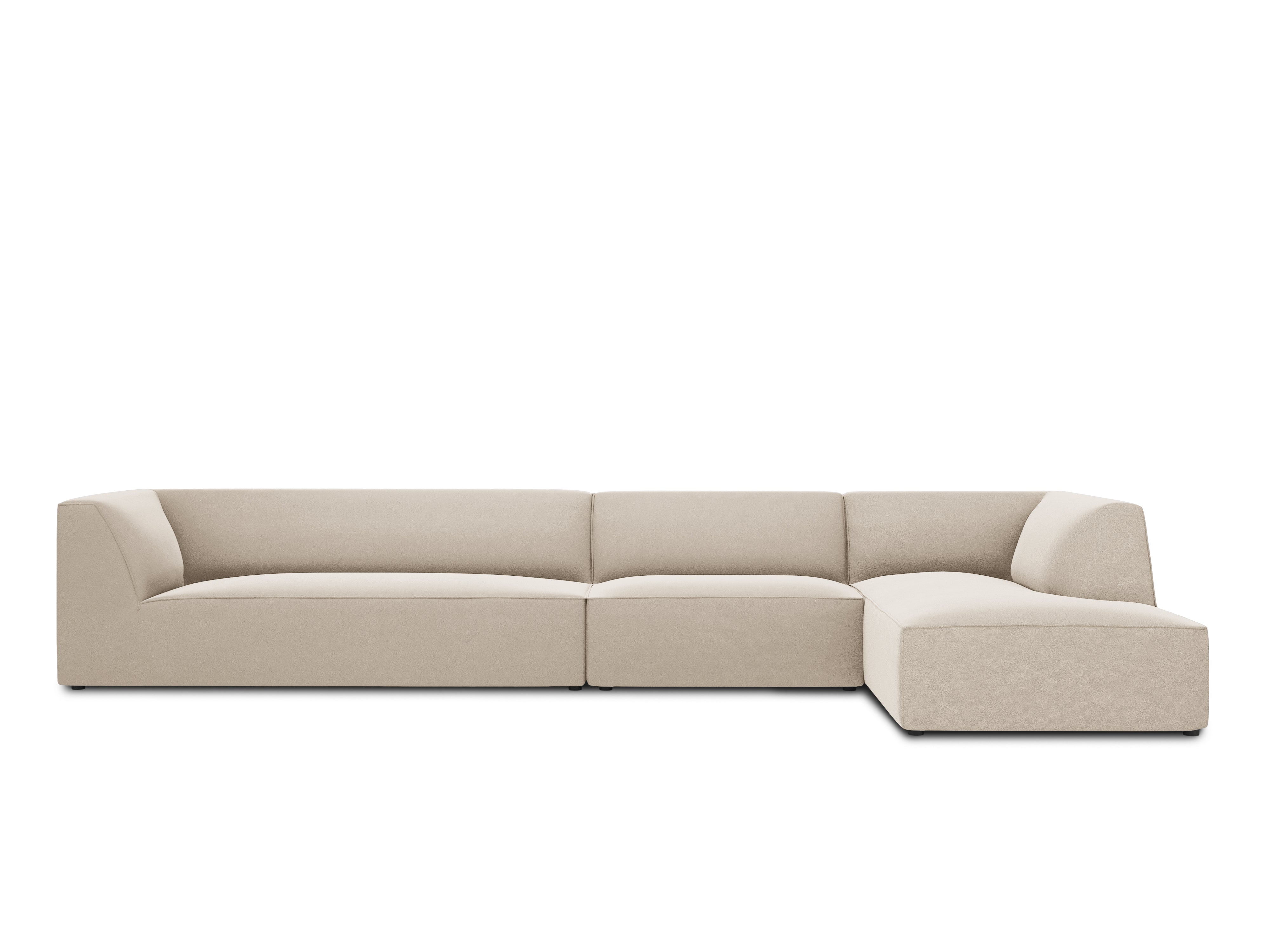 Velvet 5-seater right-arm sofa RUBY beige