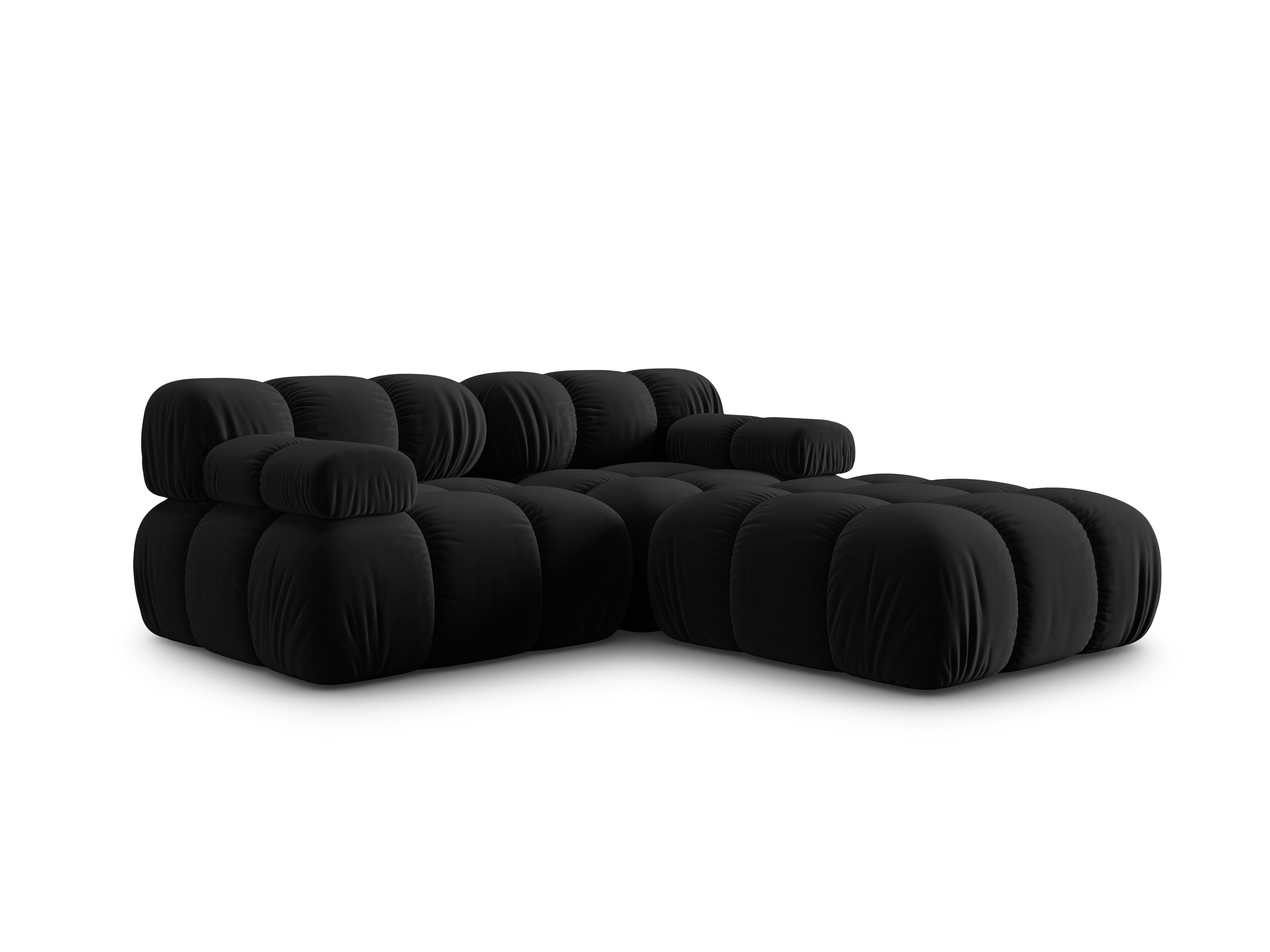 Modular corner sofa 3-seater velvet BELLIS black, Micadoni, Eye on Design