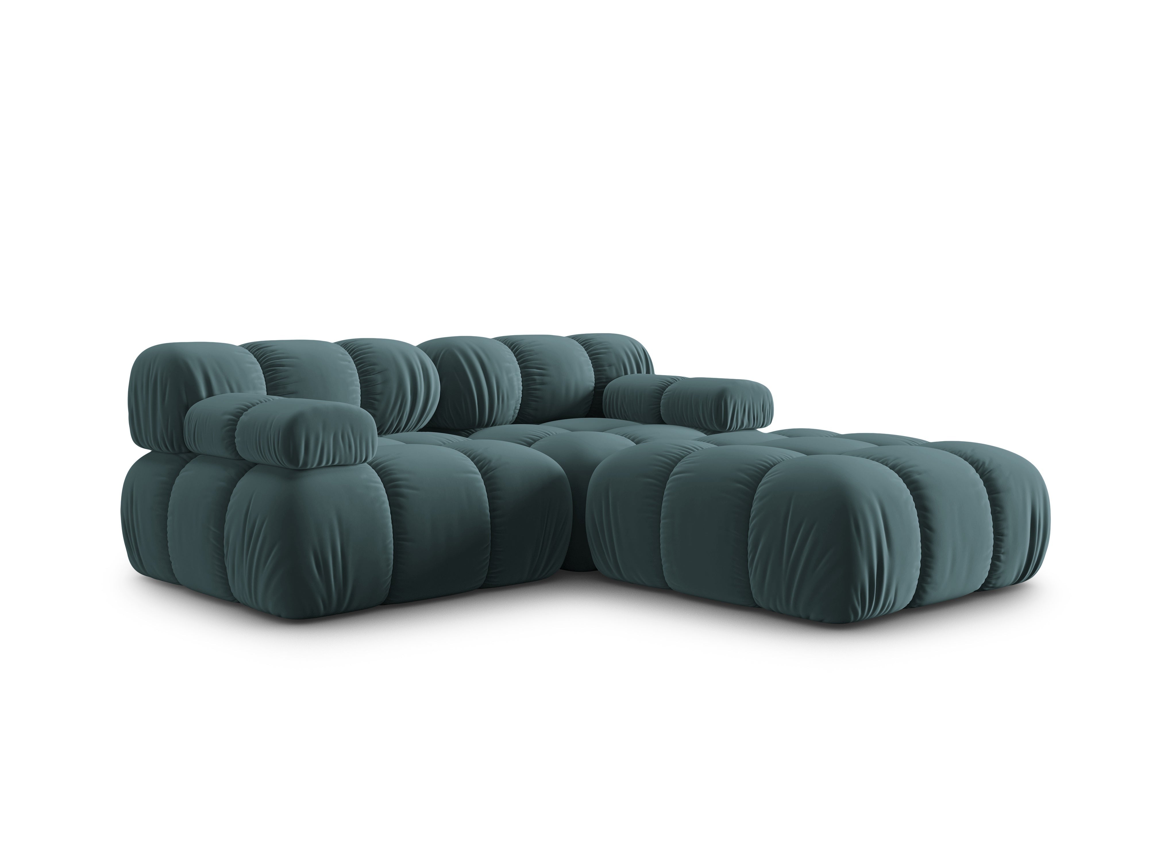 Modular 3-seater velvet corner sofa BELLIS petrol, Micadoni, Eye on Design