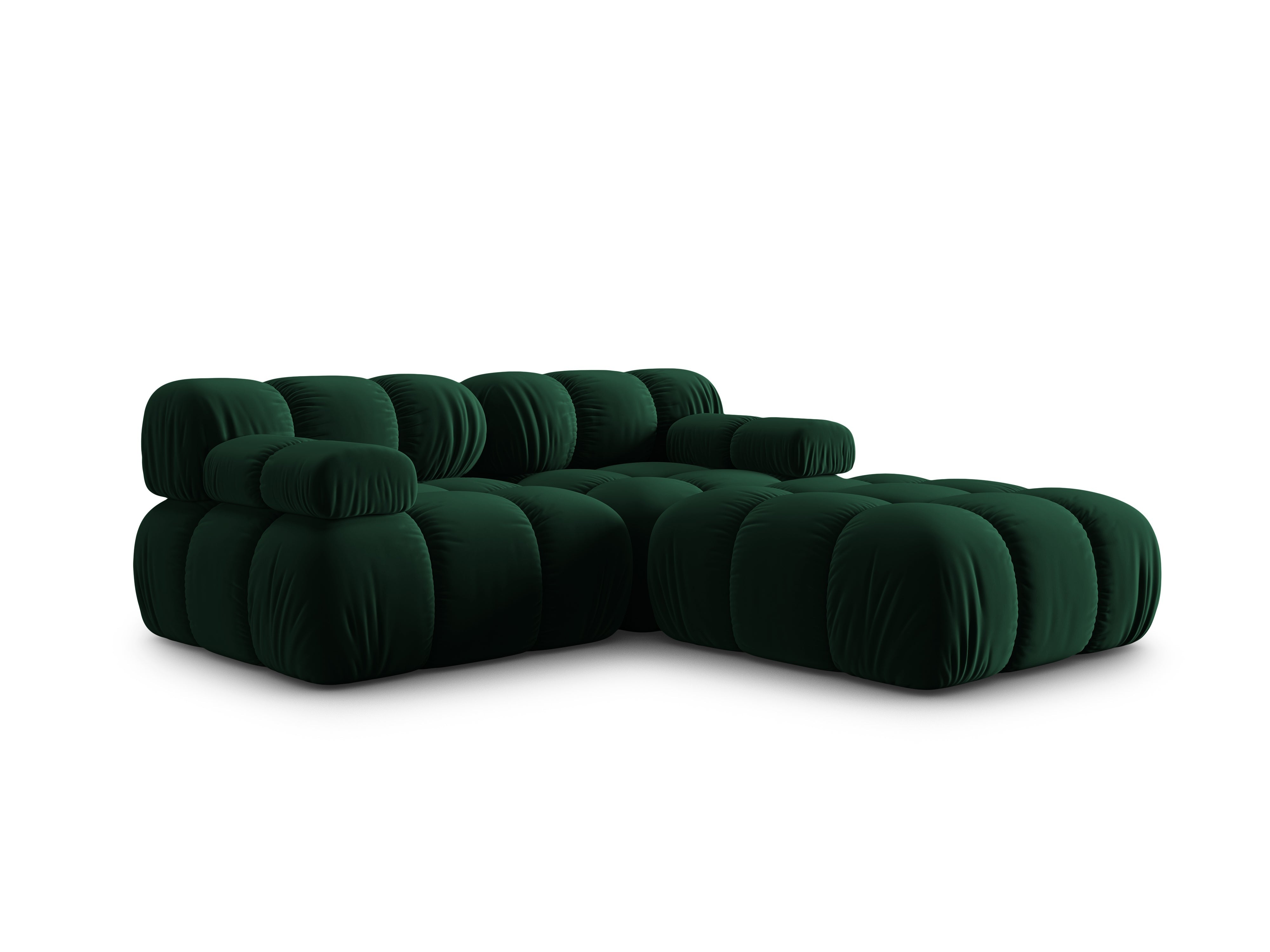 Velvet 3-seater modular sofa BELLIS bottle green, Micadoni, Eye on Design