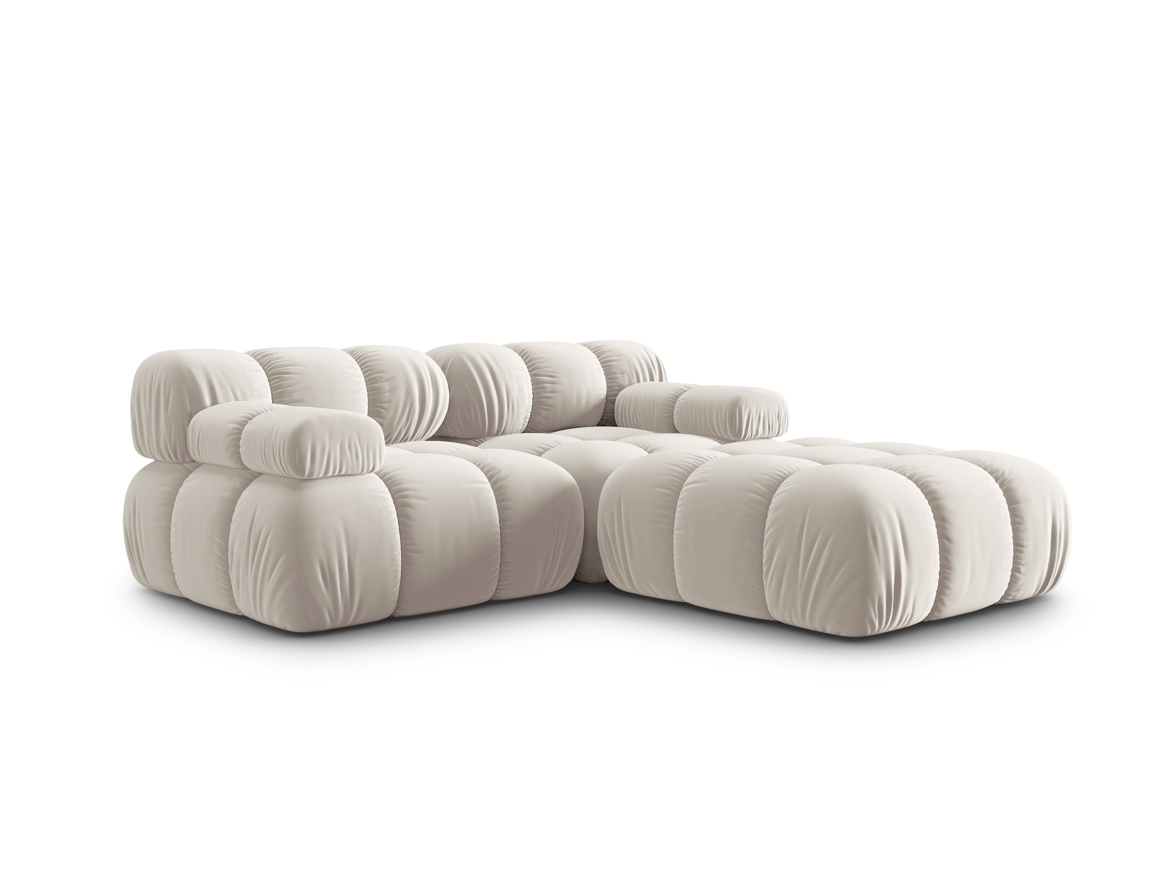 Modular 3 seater velvet corner sofa BELLIS light beige, Micadoni, Eye on Design