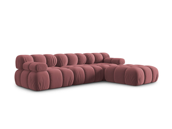 Modular 4 seater velvet corner sofa BELLIS pink, Micadoni, Eye on Design