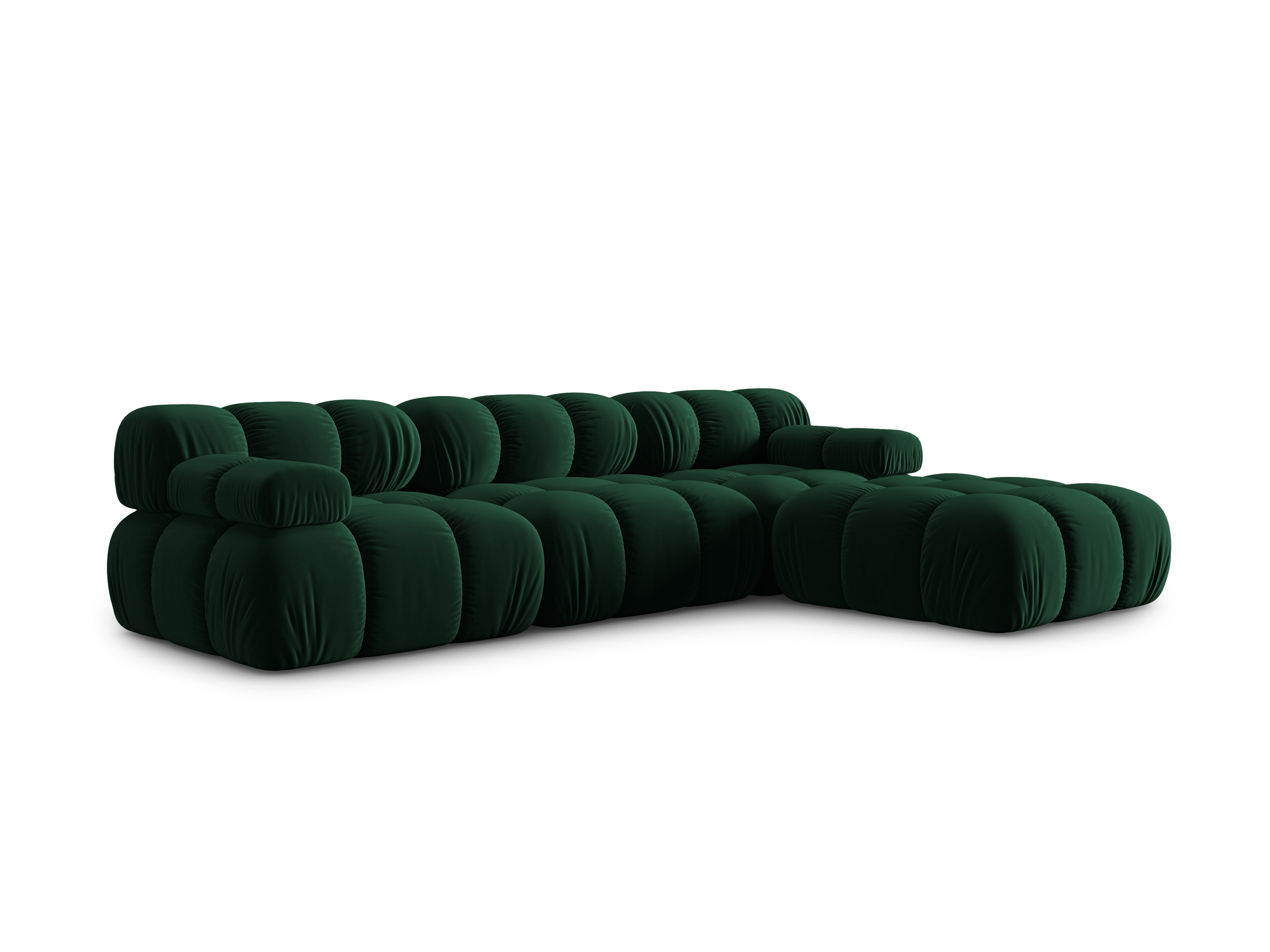 Modular 4-seater velvet corner sofa BELLIS bottle green, Micadoni, Eye on Design