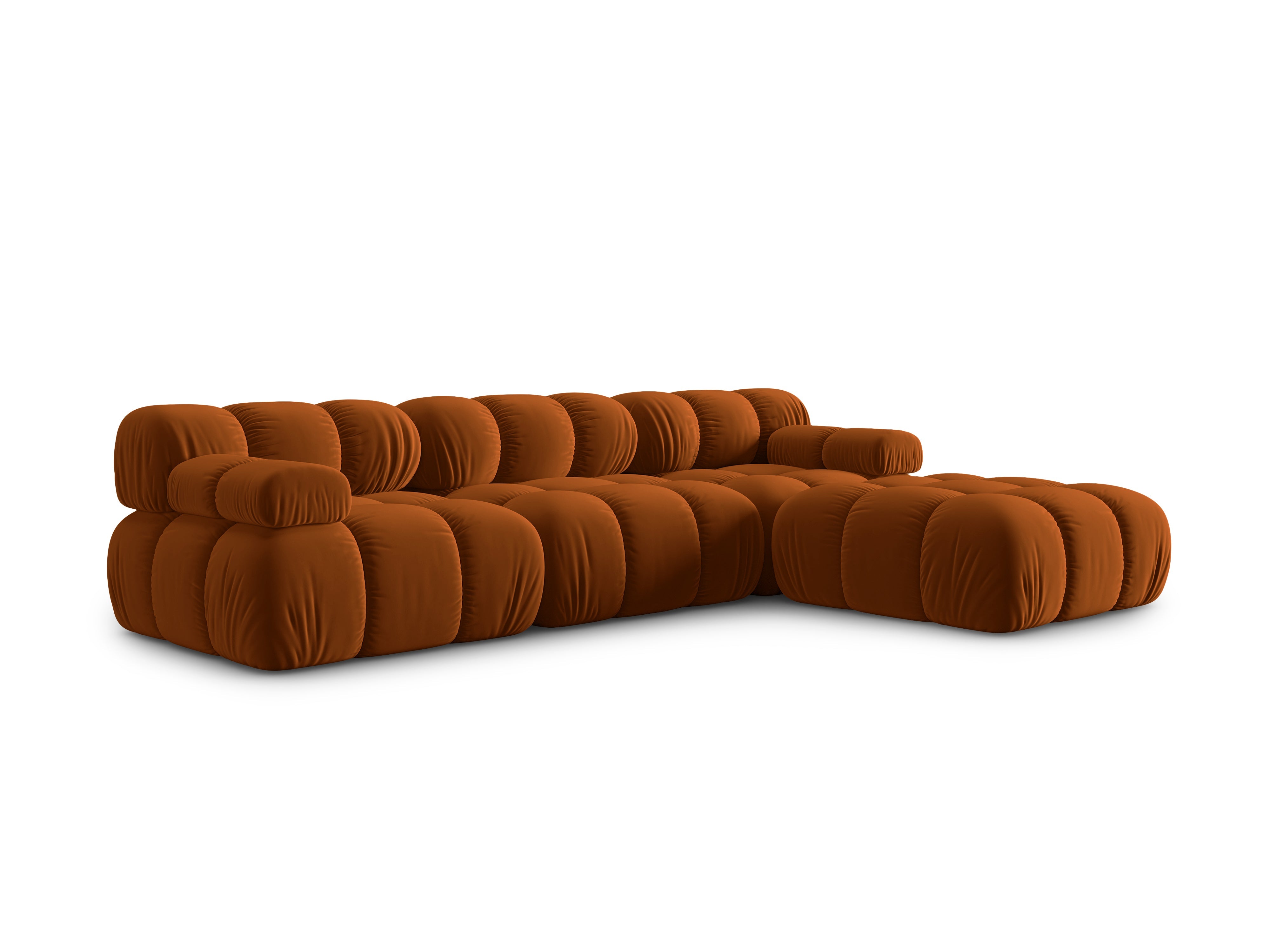 Modular 4-seater velvet corner sofa BELLIS terracotta, Micadoni, Eye on Design
