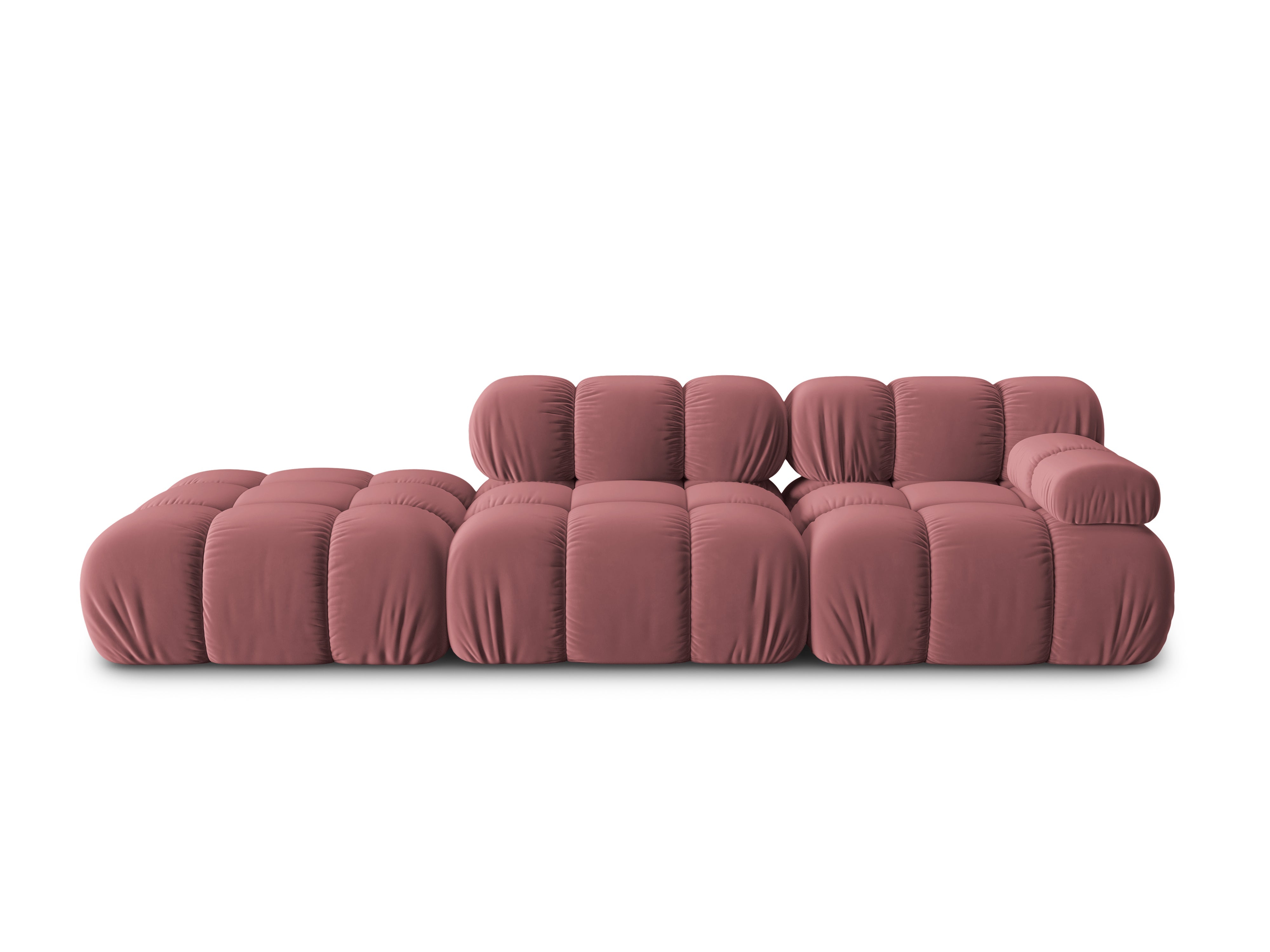 Velvet modular 4-seater sofa left BELLIS pink