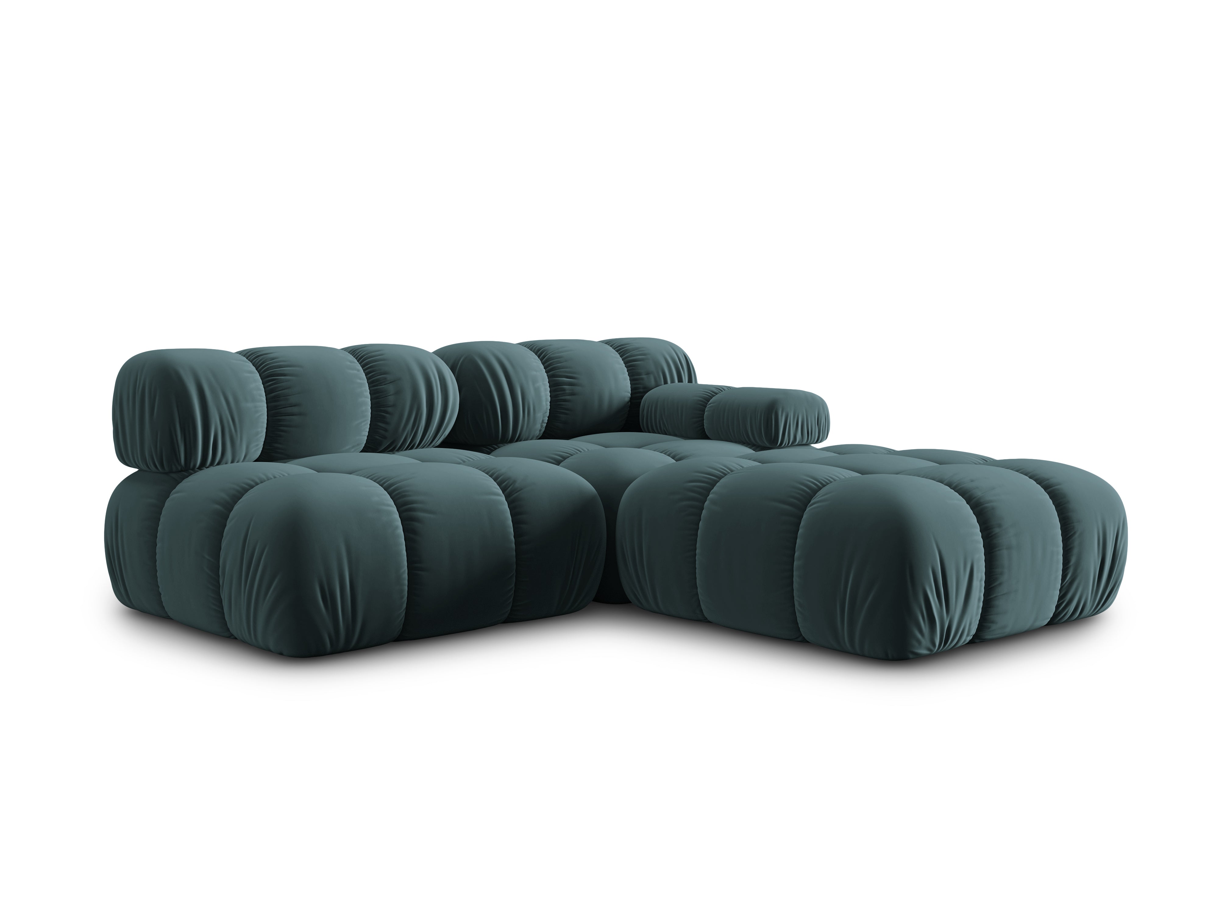 Velvet modular 4-seater sofa left BELLIS petrol