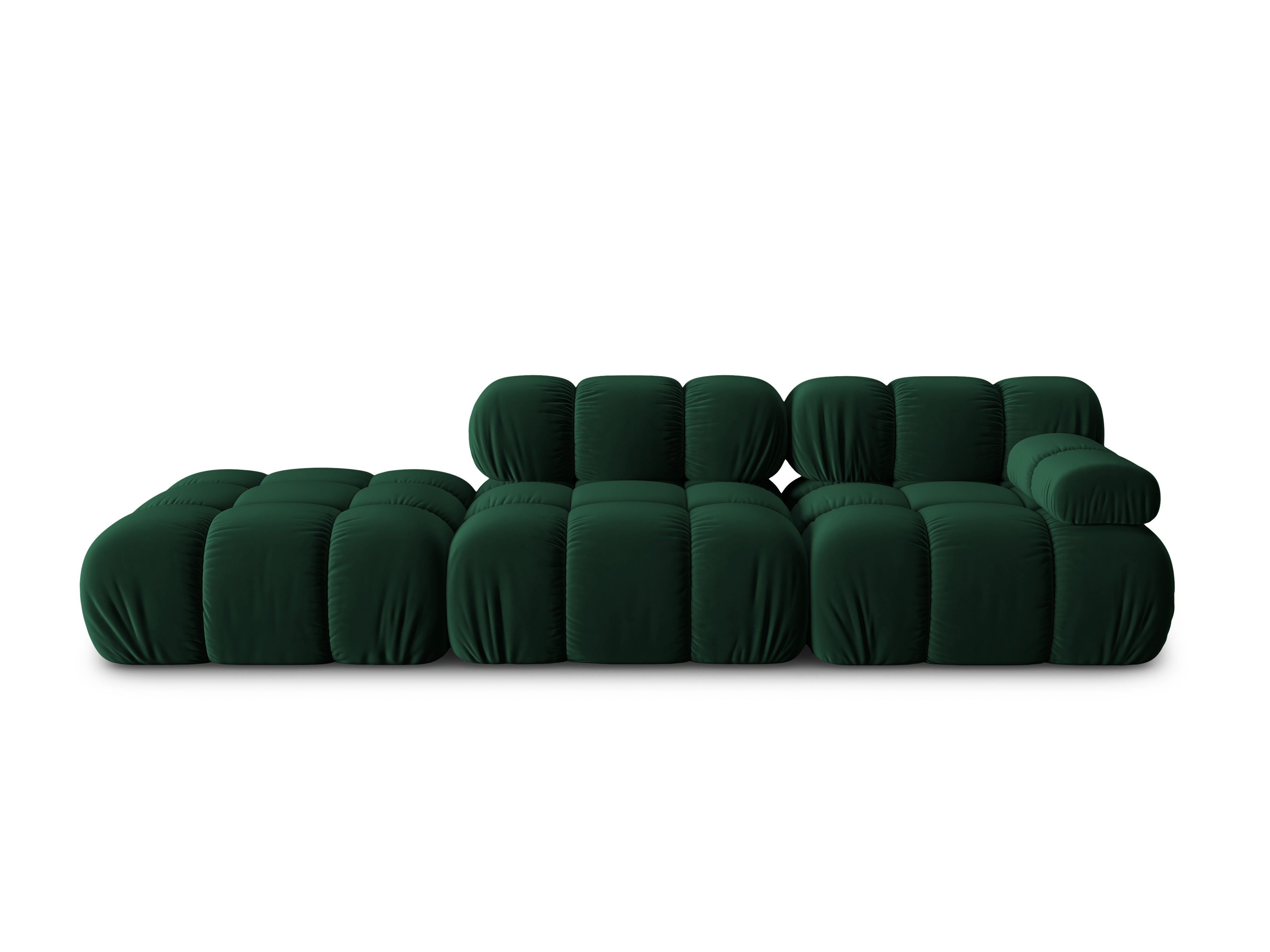 Velvet modular 4-seater sofa left BELLIS bottle green