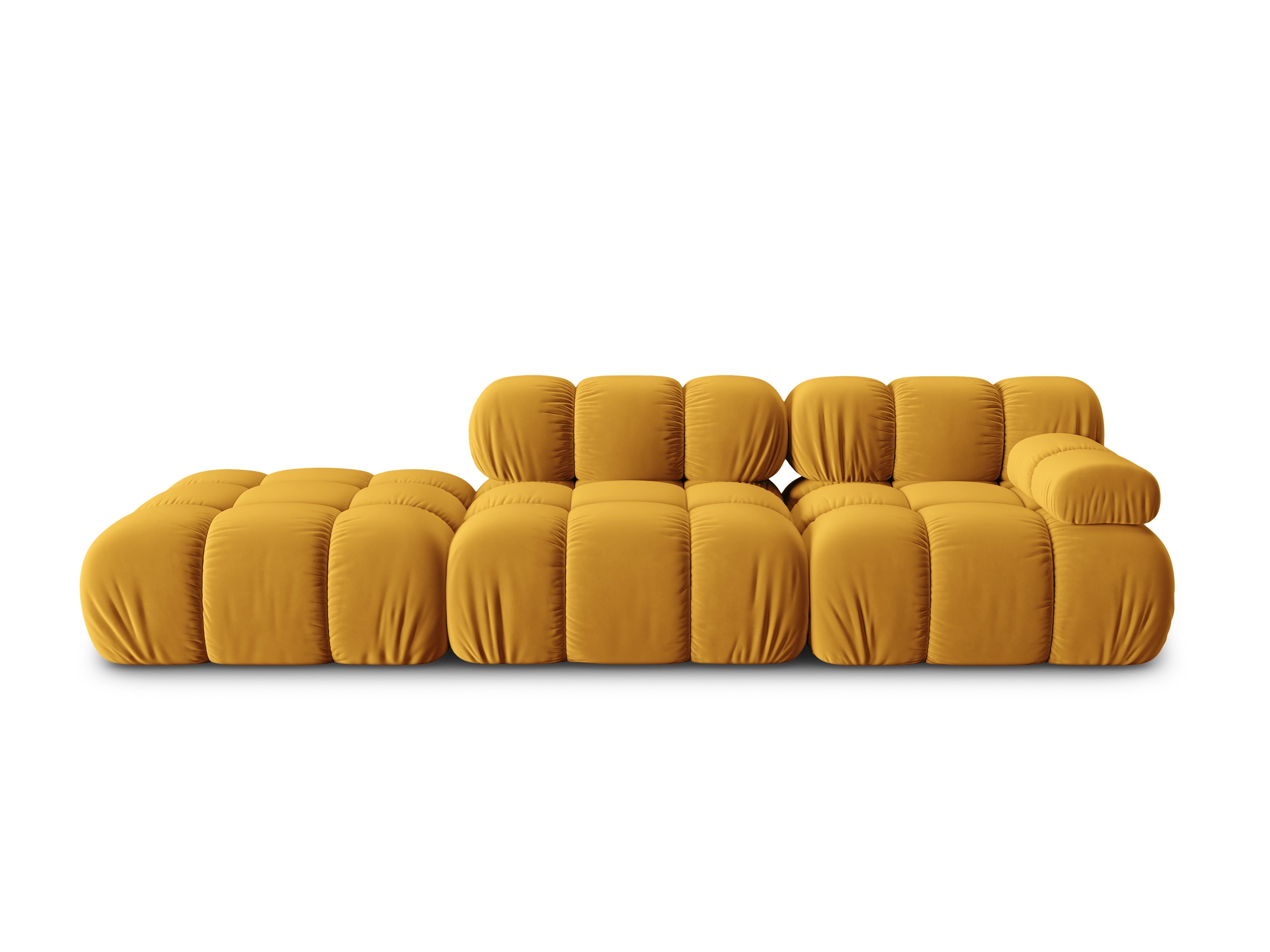 Velvet modular 4-seater sofa left BELLIS mustard