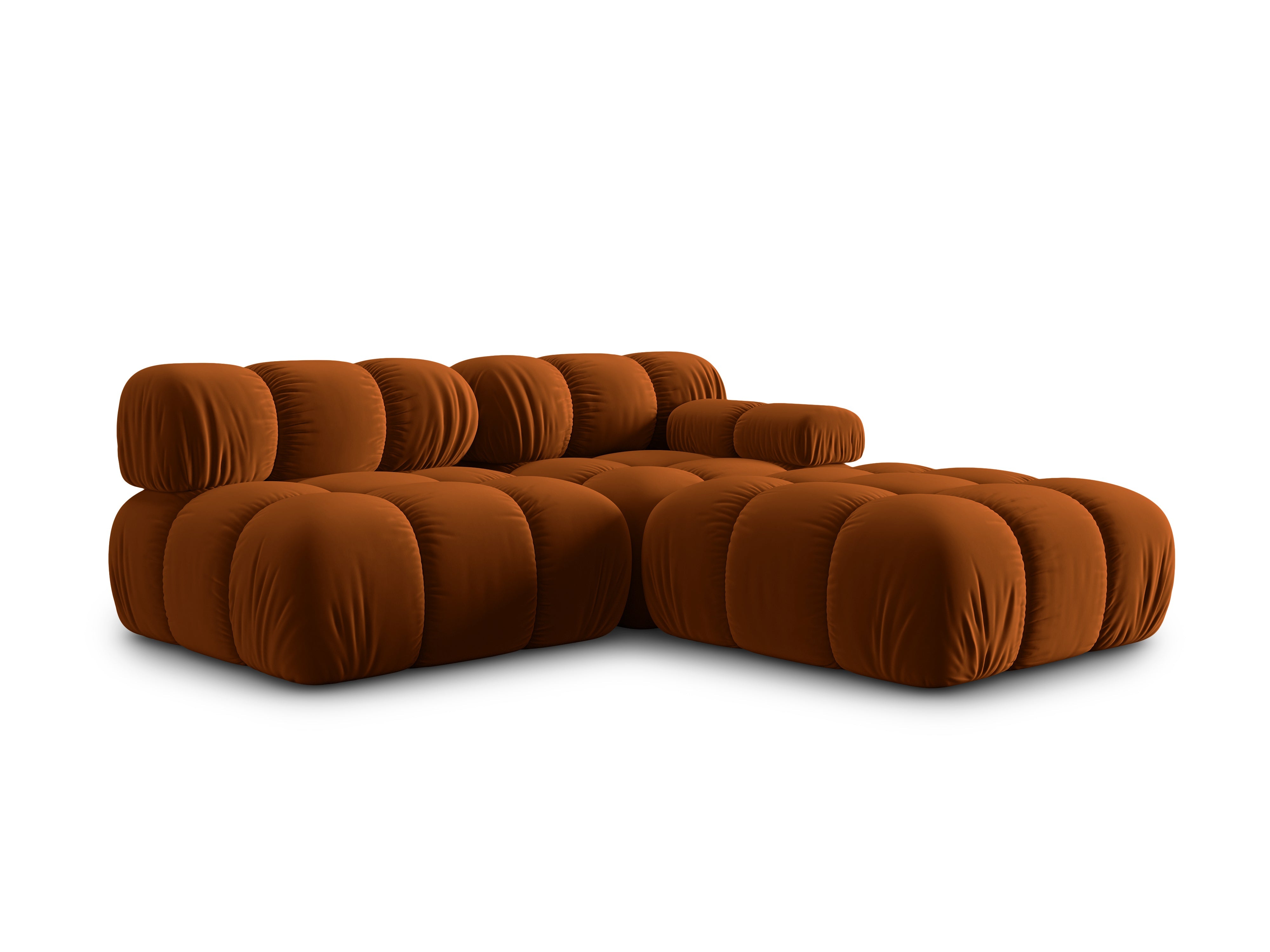 Velvet modular 4-seater sofa left BELLIS terracotta