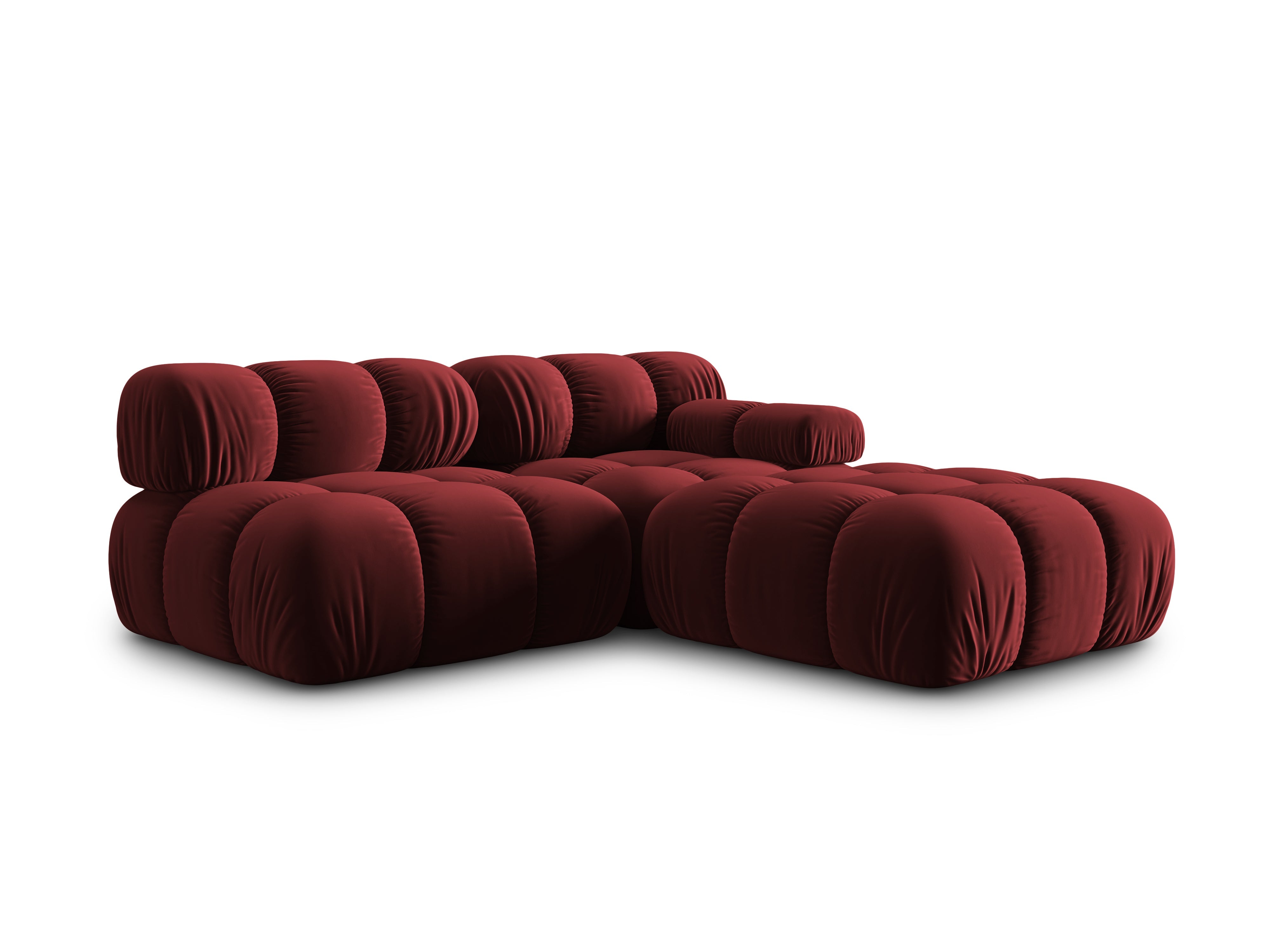 Velvet modular 4-seater sofa left BELLIS ruby
