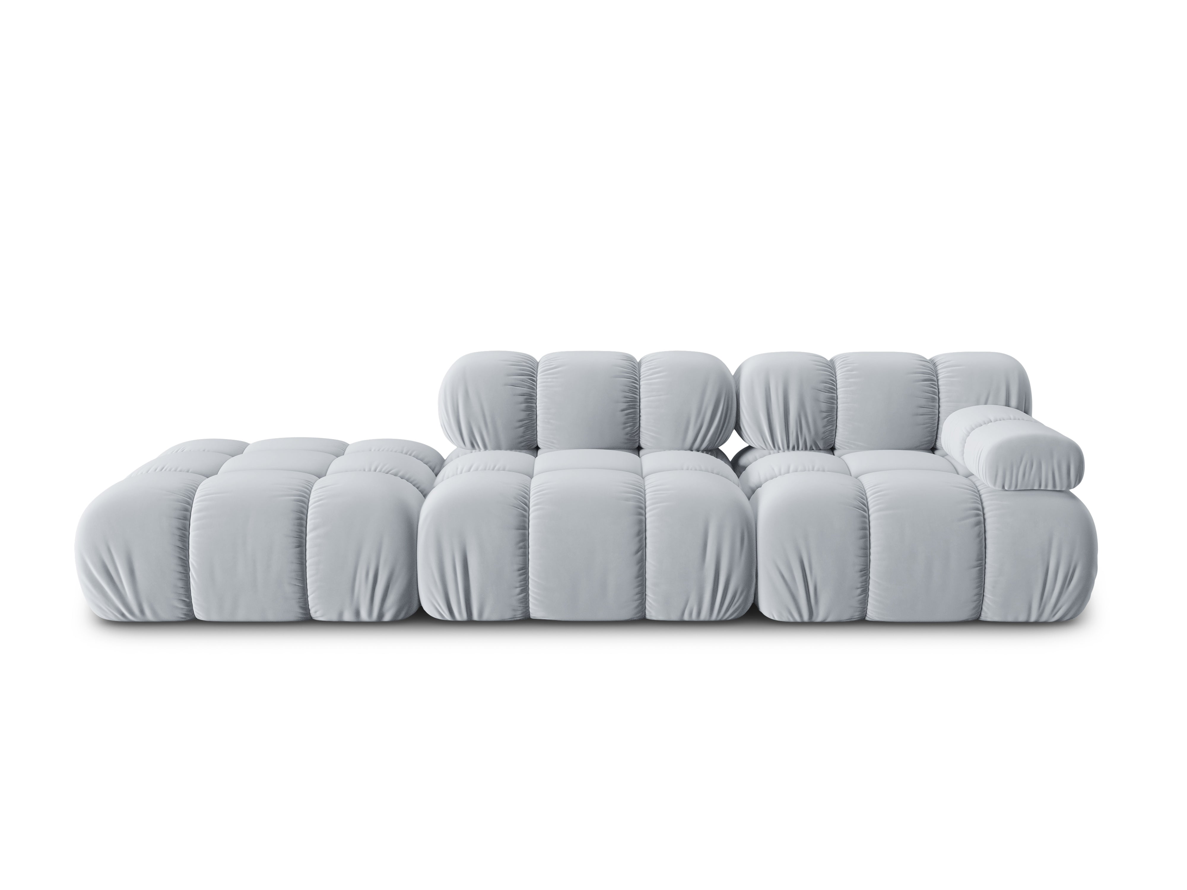 Velvet modular 4-seater sofa left BELLIS light blue