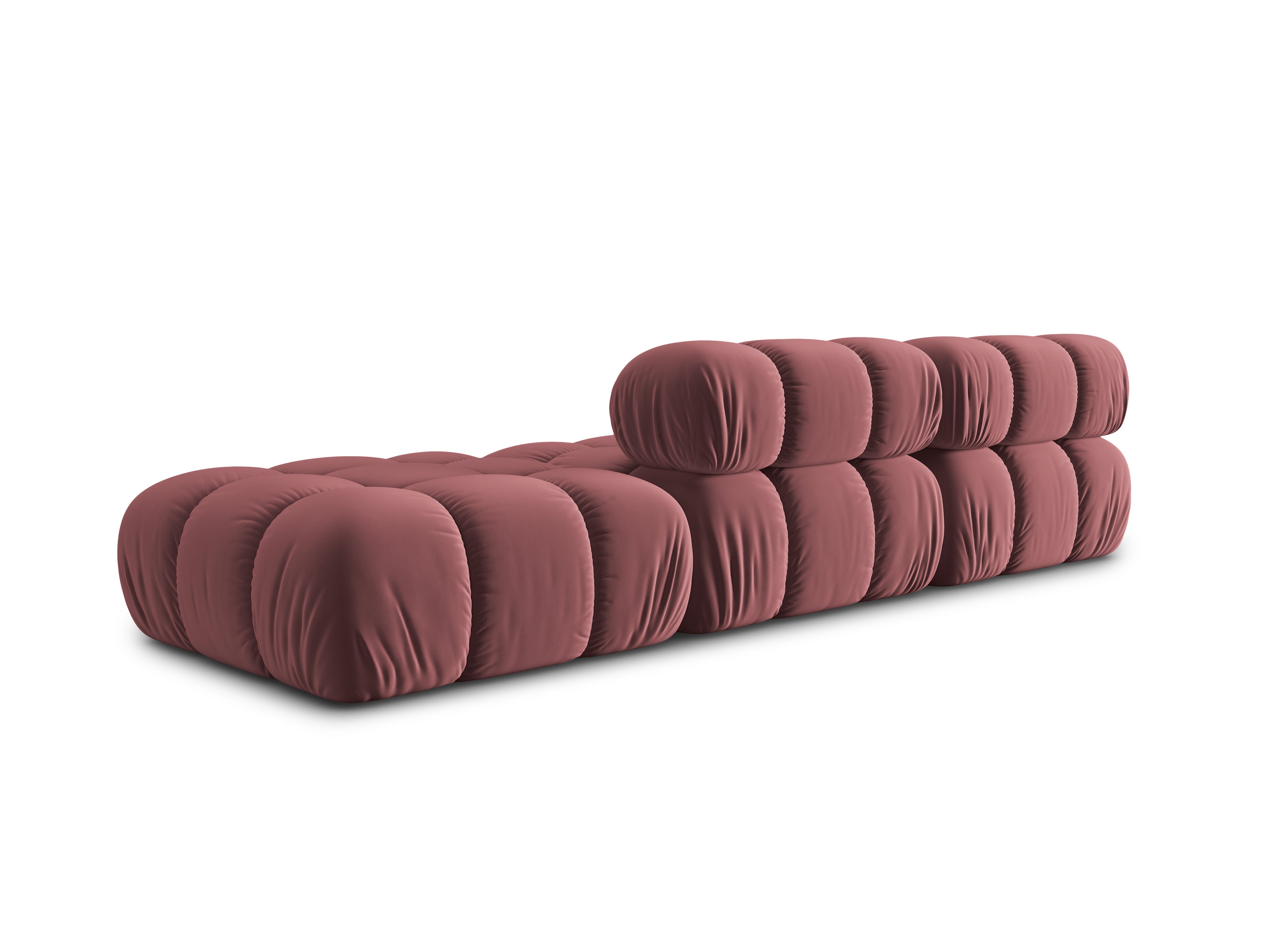 Velvet modular 4-seater sofa right BELLIS pink