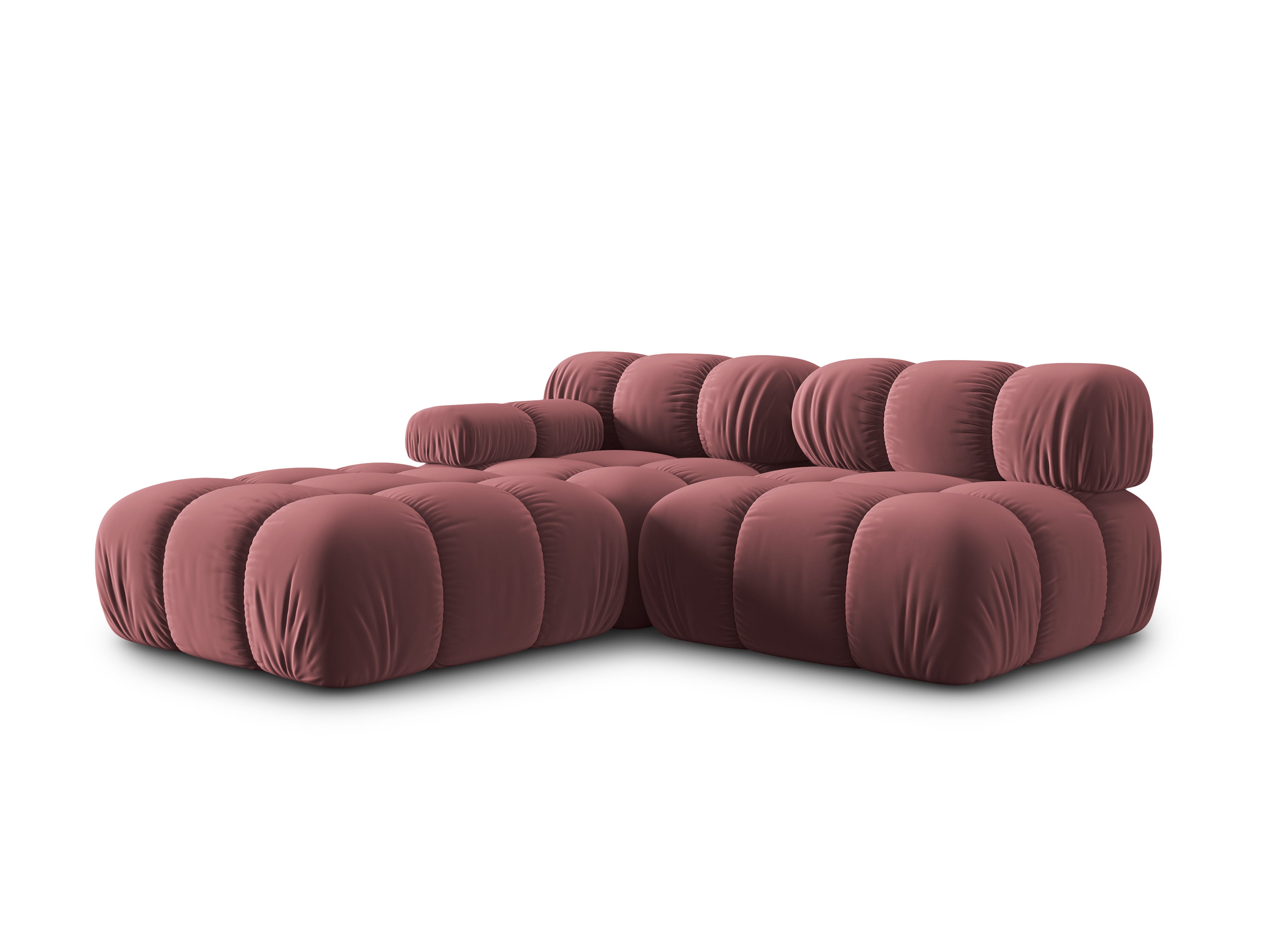 Velvet modular 4-seater sofa right BELLIS pink