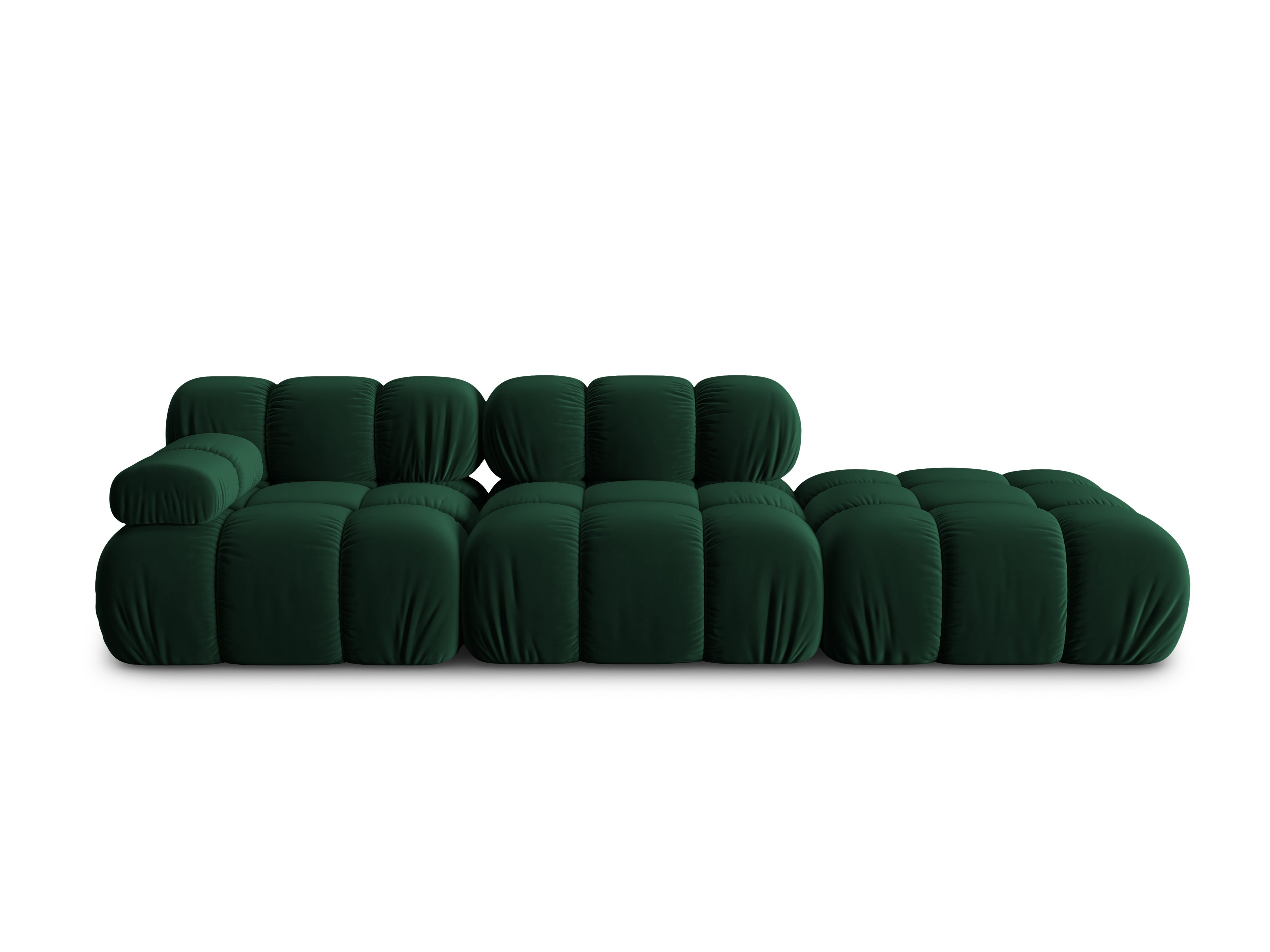 Velvet modular 4-seater sofa right BELLIS bottle green