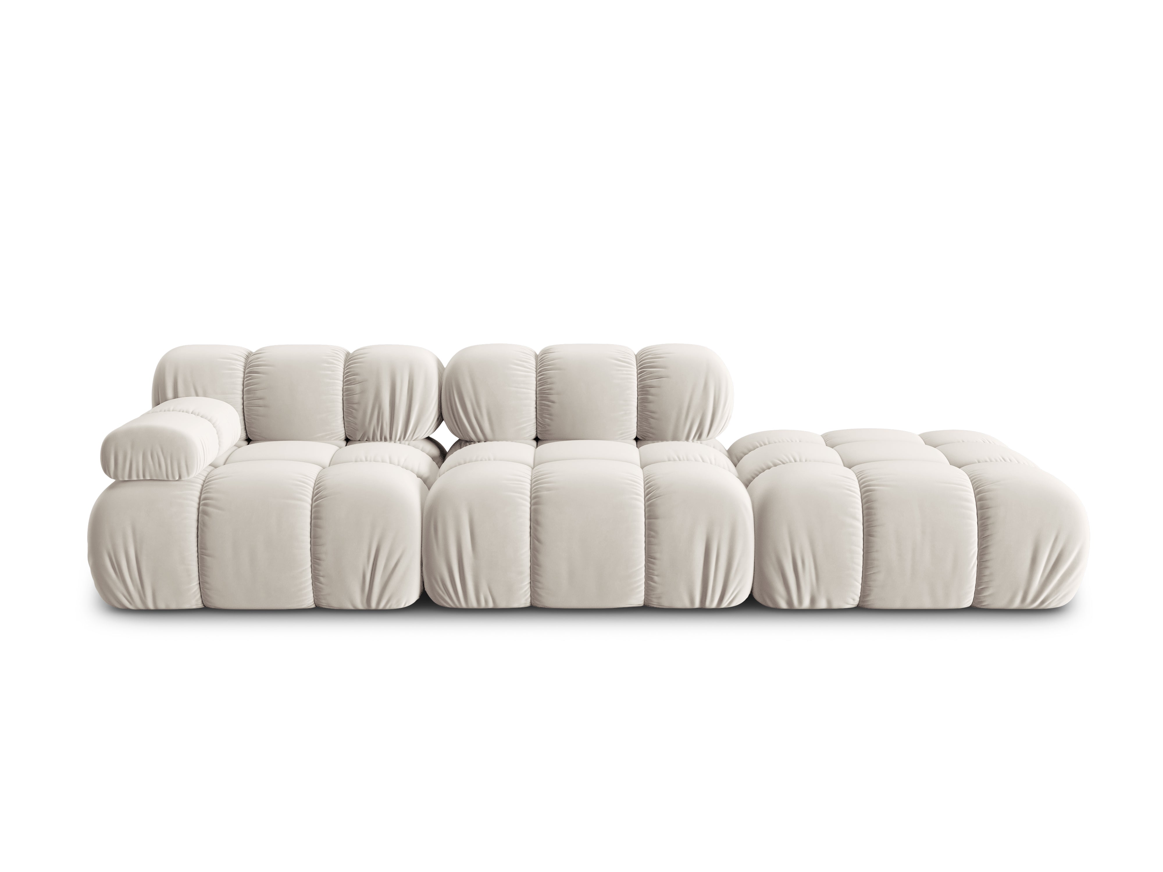 Velvet modular 4-seater sofa right BELLIS light beige