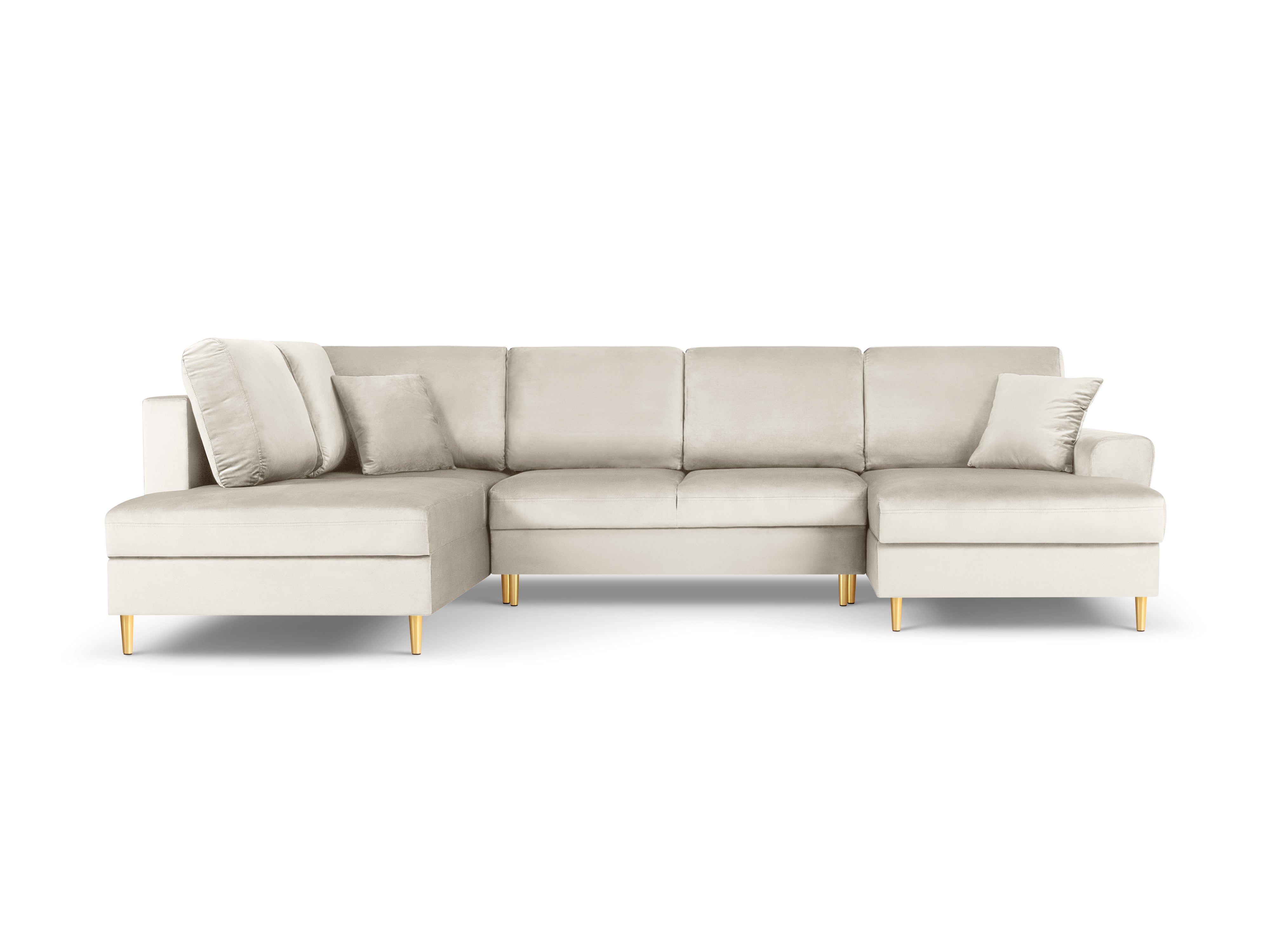 Panoramic left-hand corner velvet with sleeping function KYOTO beige with golden base