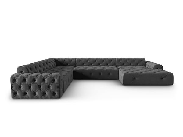 Velvet Panoramic Left Corner Sofa, "Candice", 6 Seats, 334x254x80
Made in Europe, Micadoni, Eye on Design