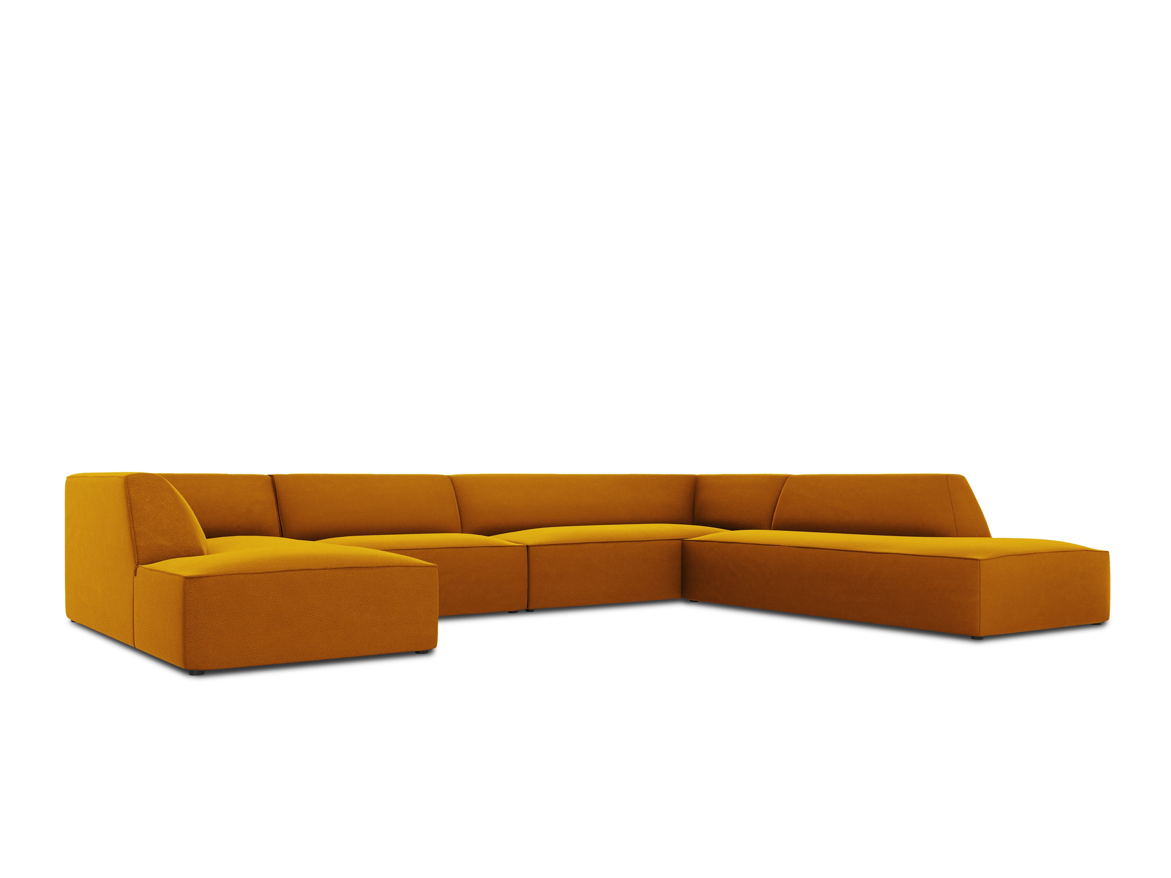 U-shaped corner sofa velvet right RUBY yellow