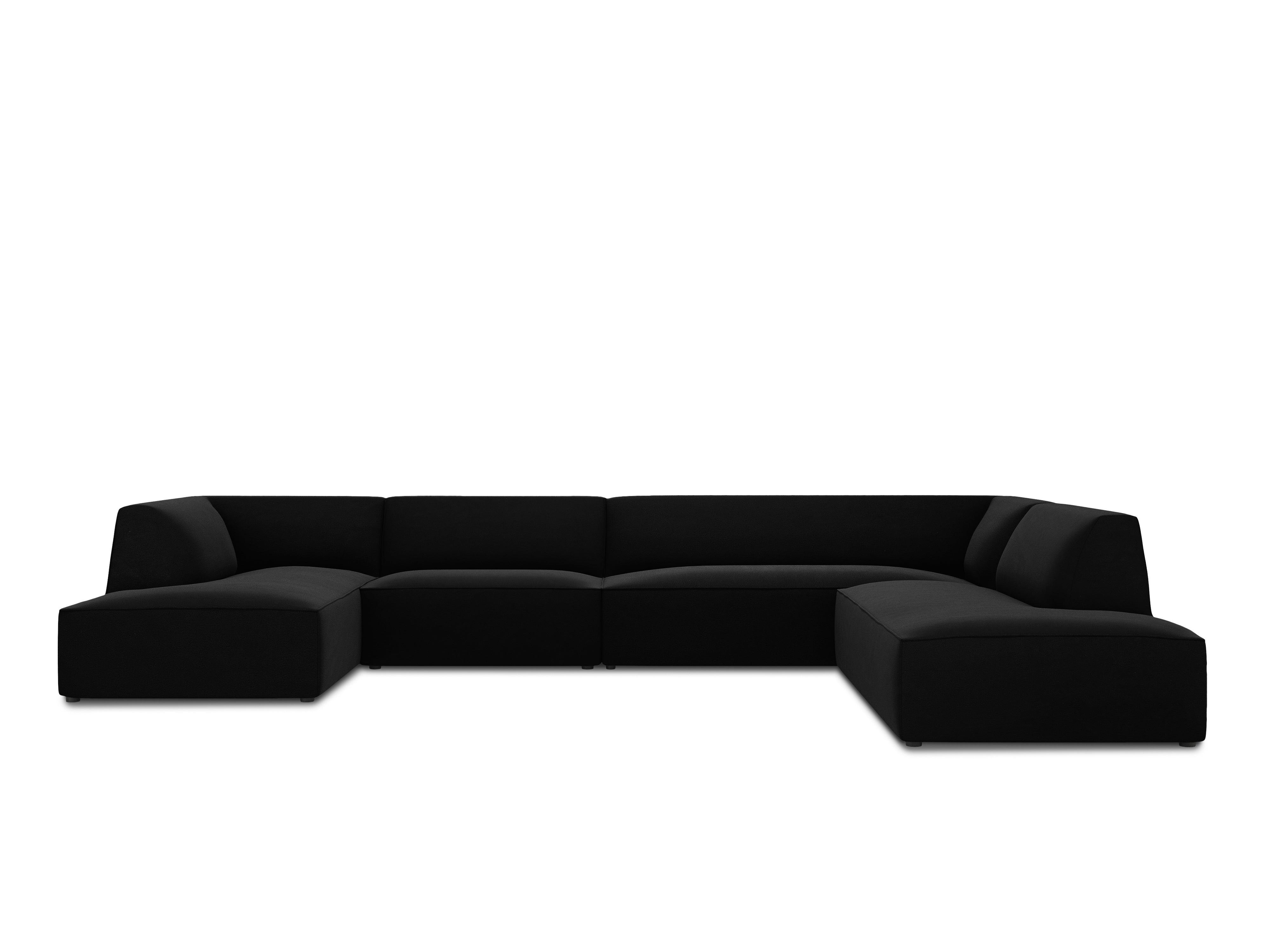 U-shaped corner sofa velvet right RUBY black