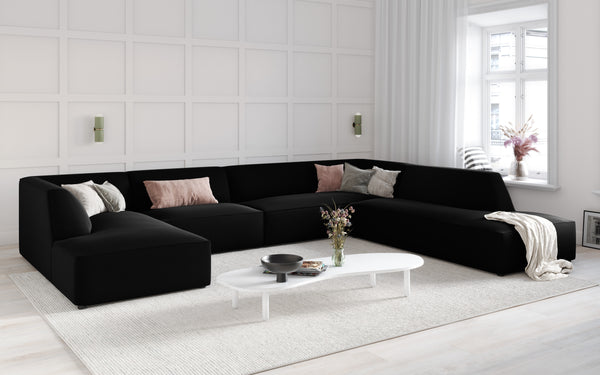 U-shaped corner sofa velvet right RUBY black