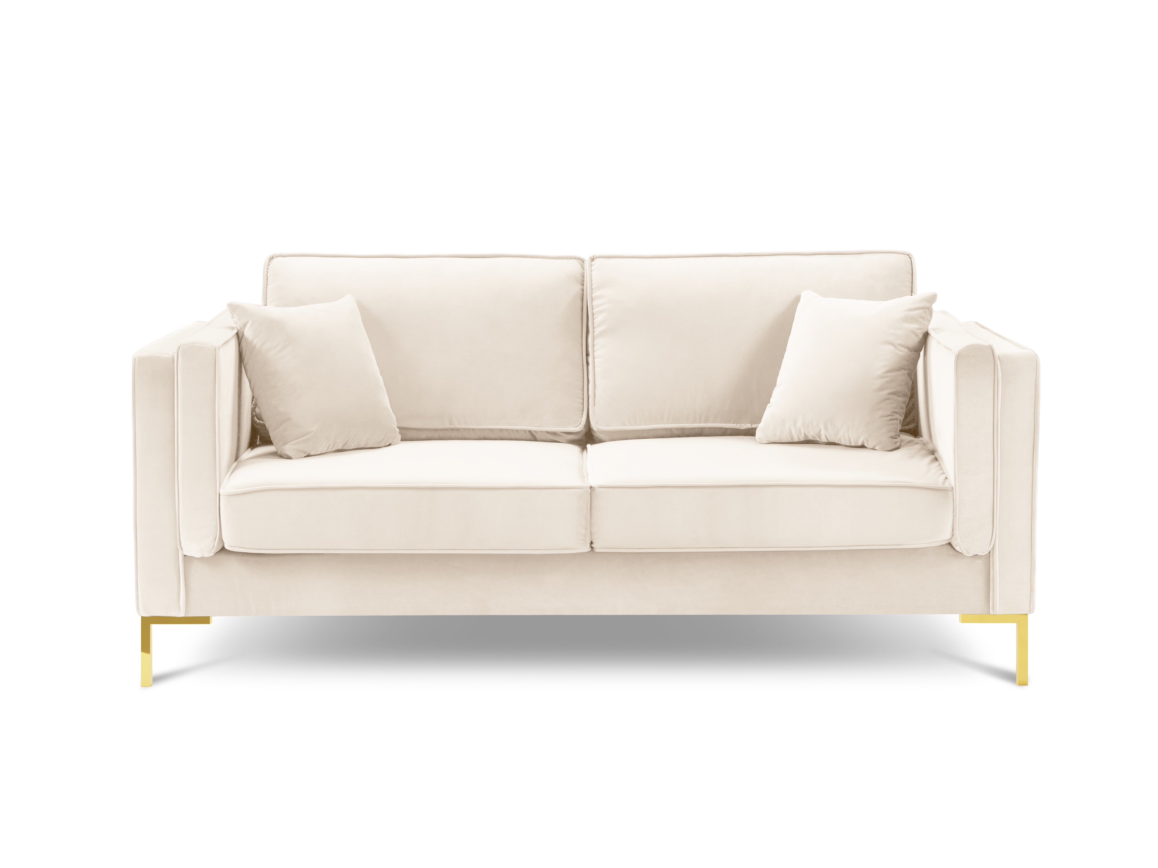 LUIS beige velvet 2-seater sofa with gold base