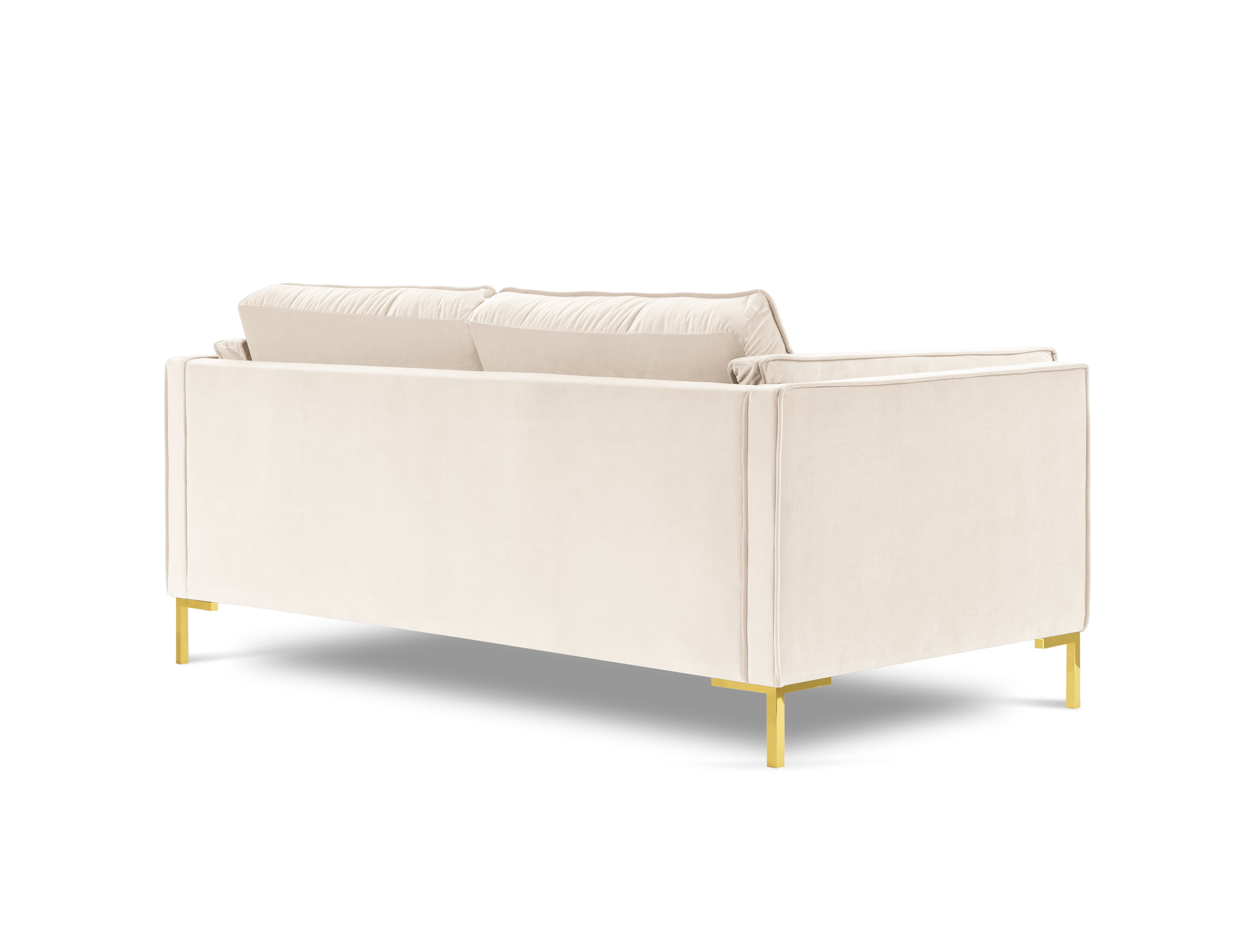 LUIS beige velvet 2-seater sofa with gold base