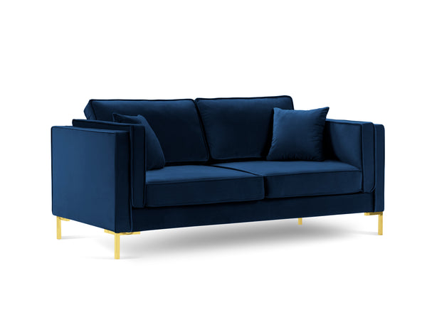 LUIS royal blue 2-seater velvet sofa with gold base