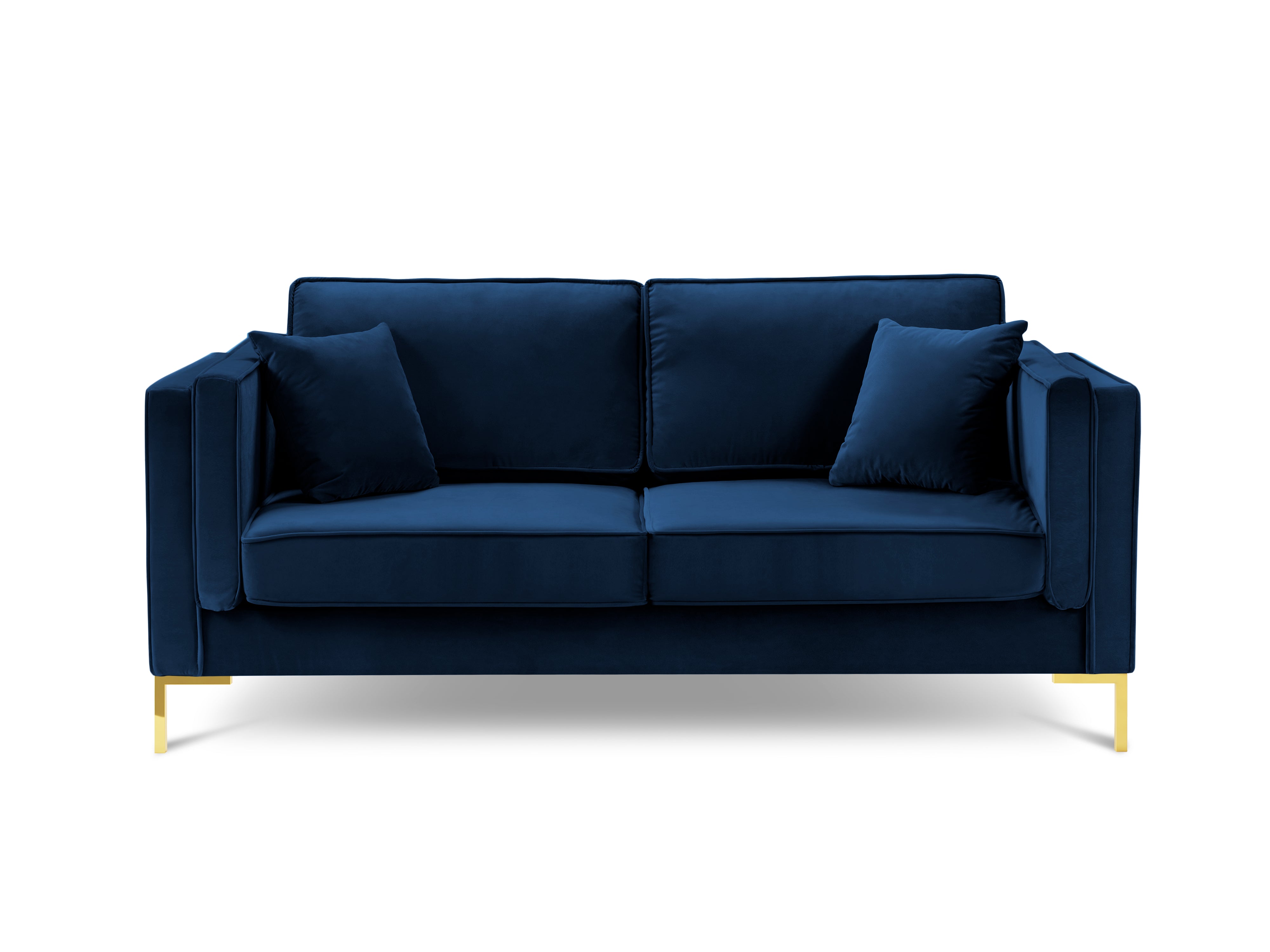 LUIS royal blue 2-seater velvet sofa with gold base