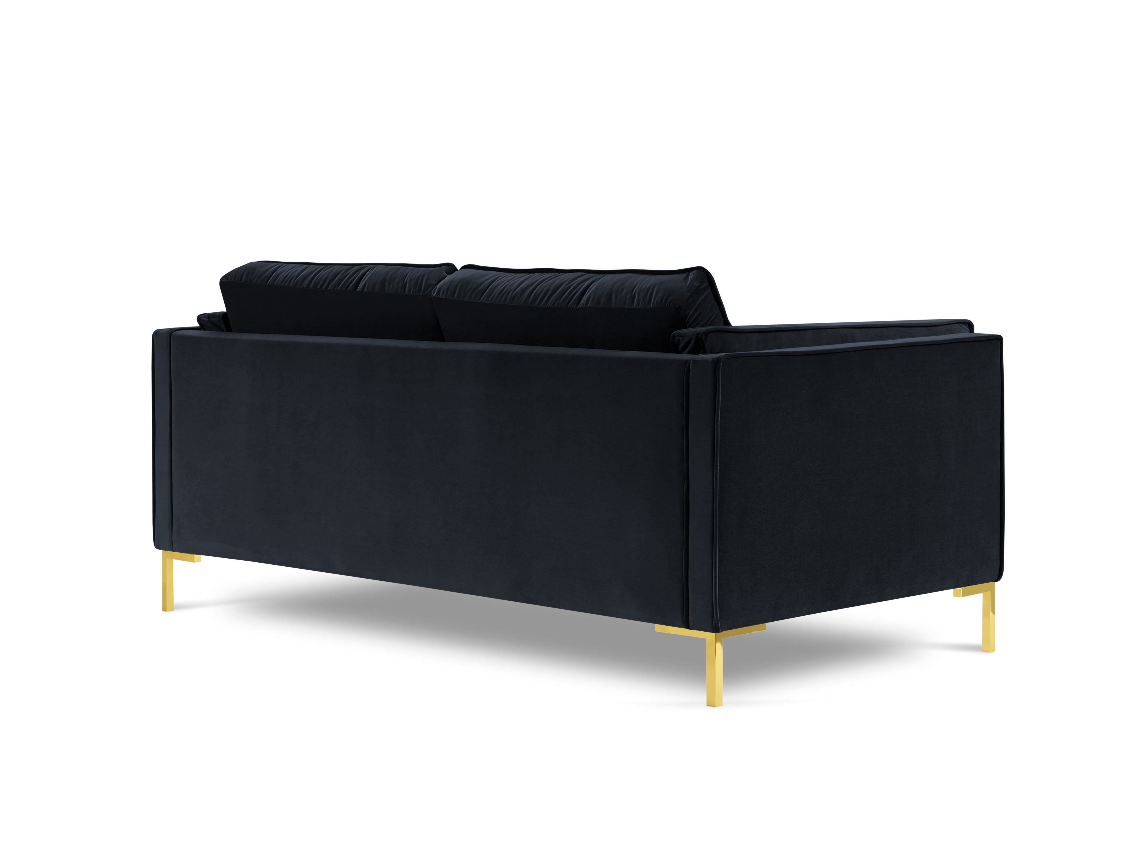 LUIS dark blue velvet 2-seater sofa with gold base