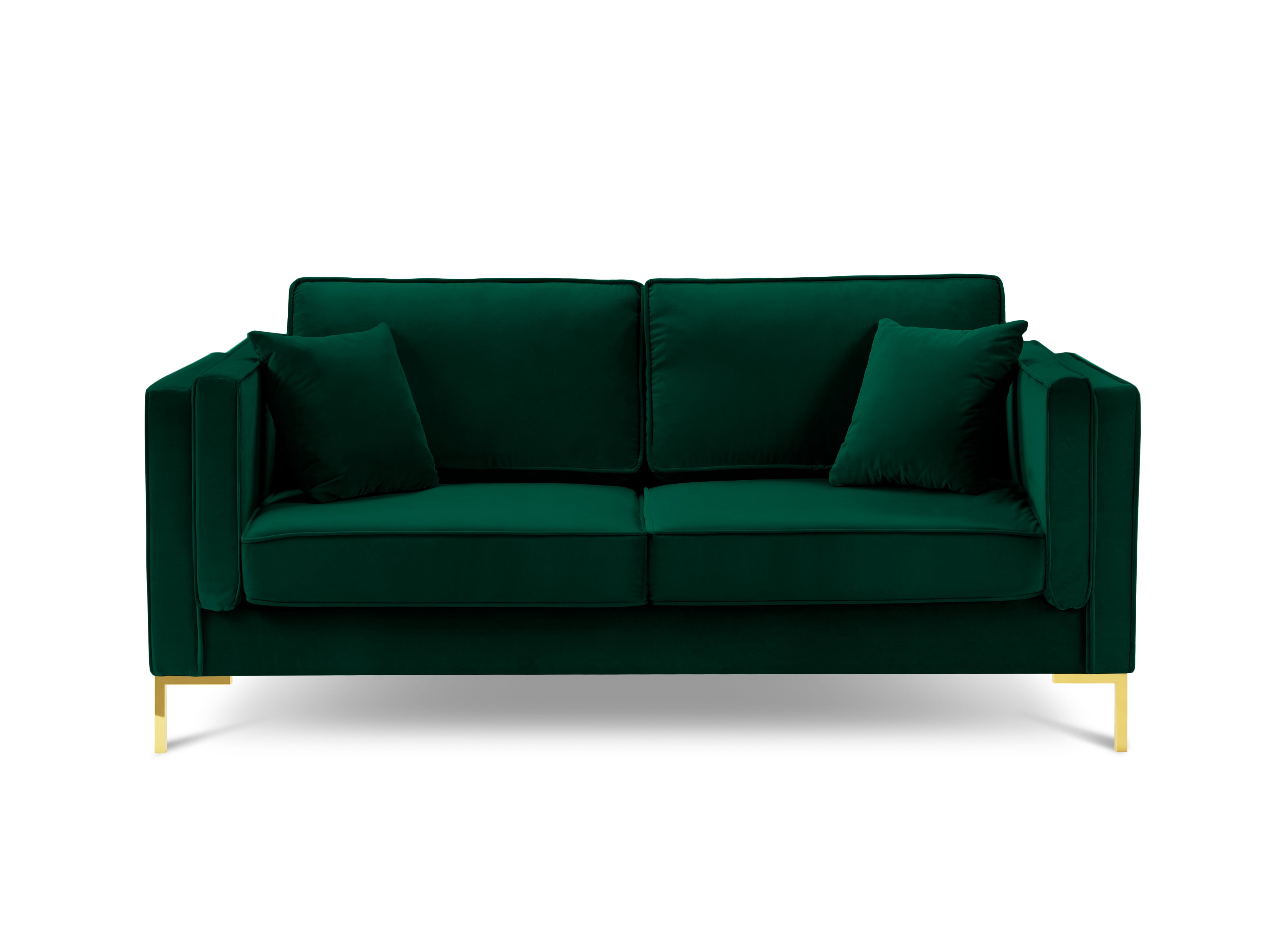 LUIS bottle green velvet 2-seater sofa with gold base
