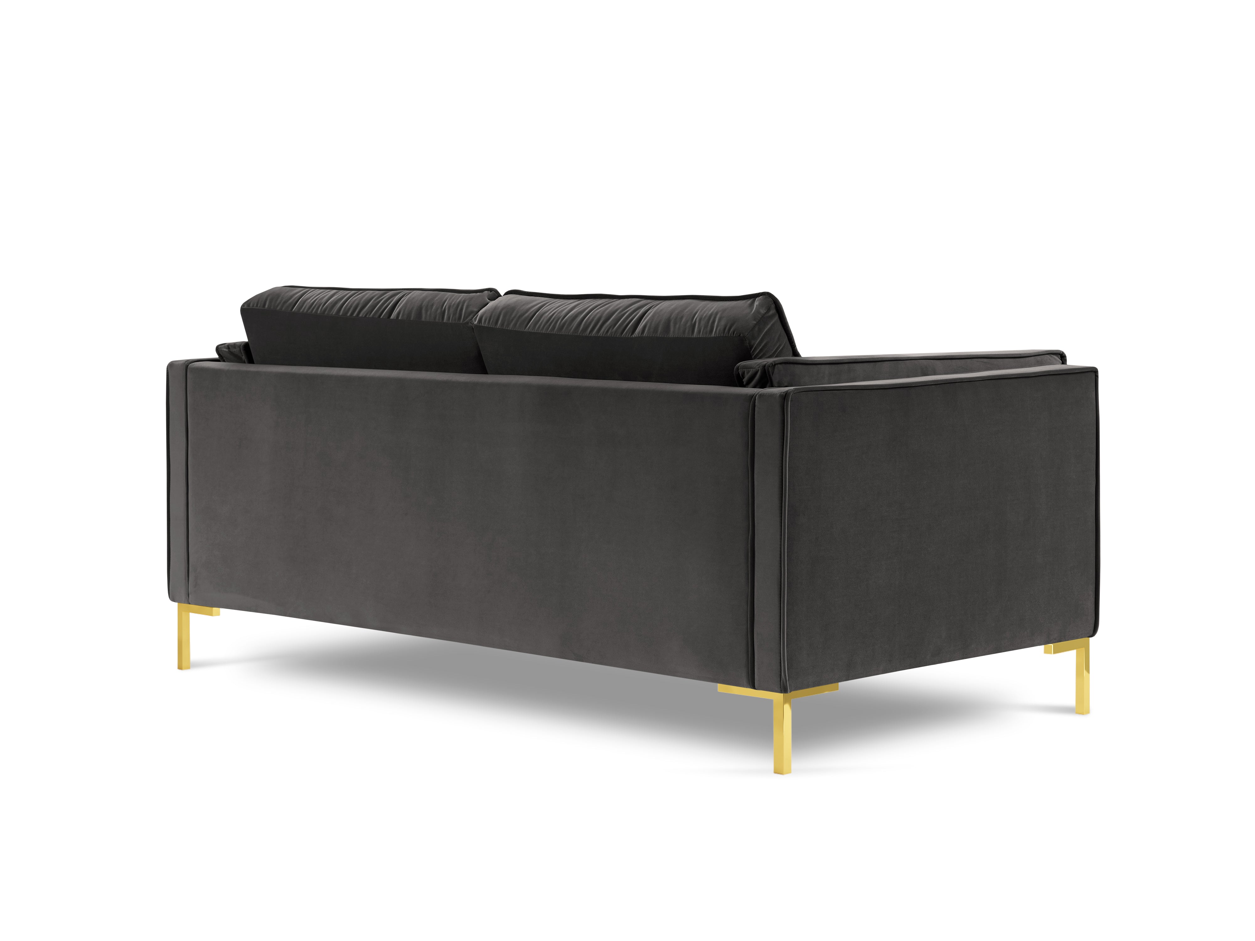 LUIS dark grey velvet 2-seater sofa with gold base