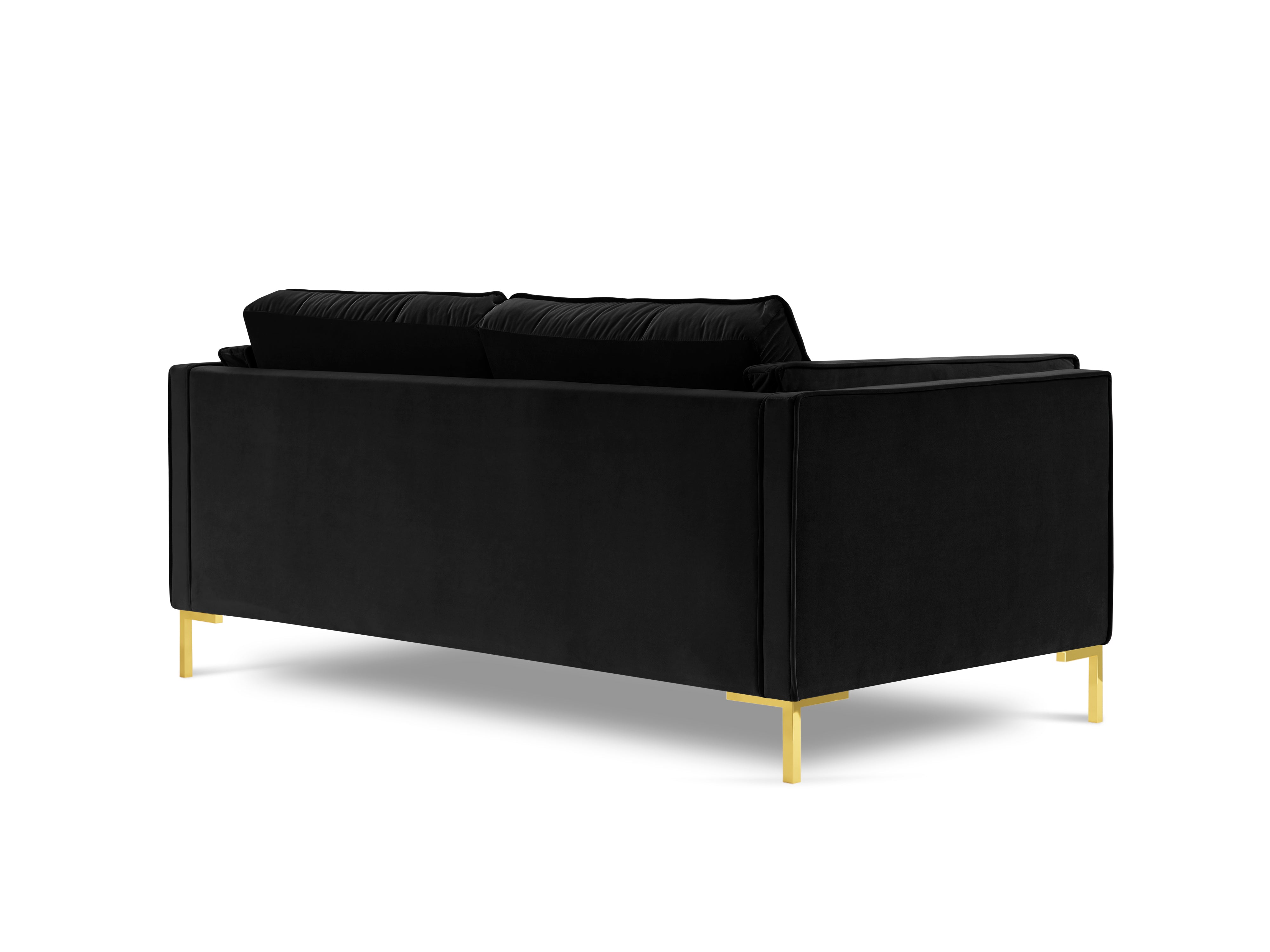 LUIS black velvet 2-seater sofa with gold base