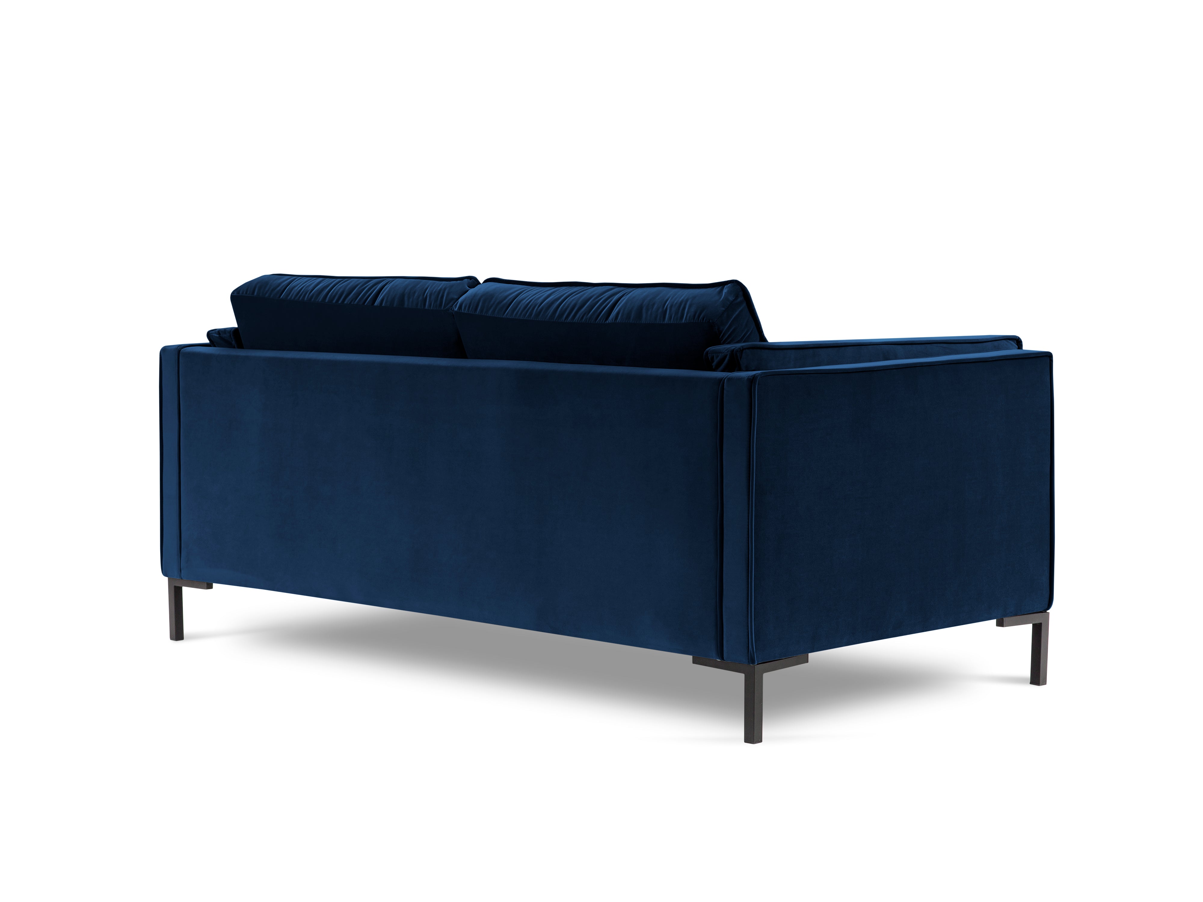 LUIS royal blue velvet 2-seater sofa with black base