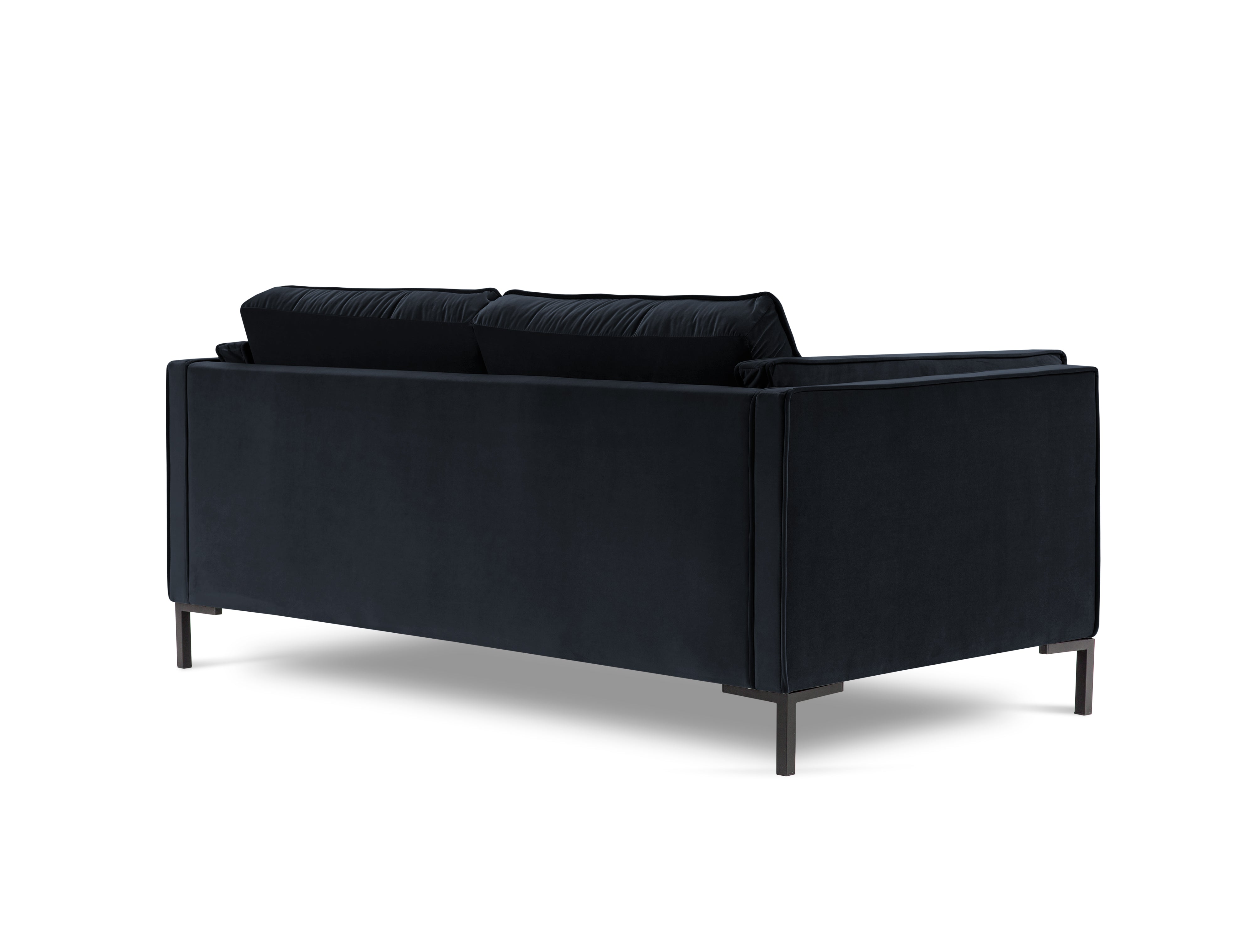 LUIS dark blue velvet 2-seater sofa with black base
