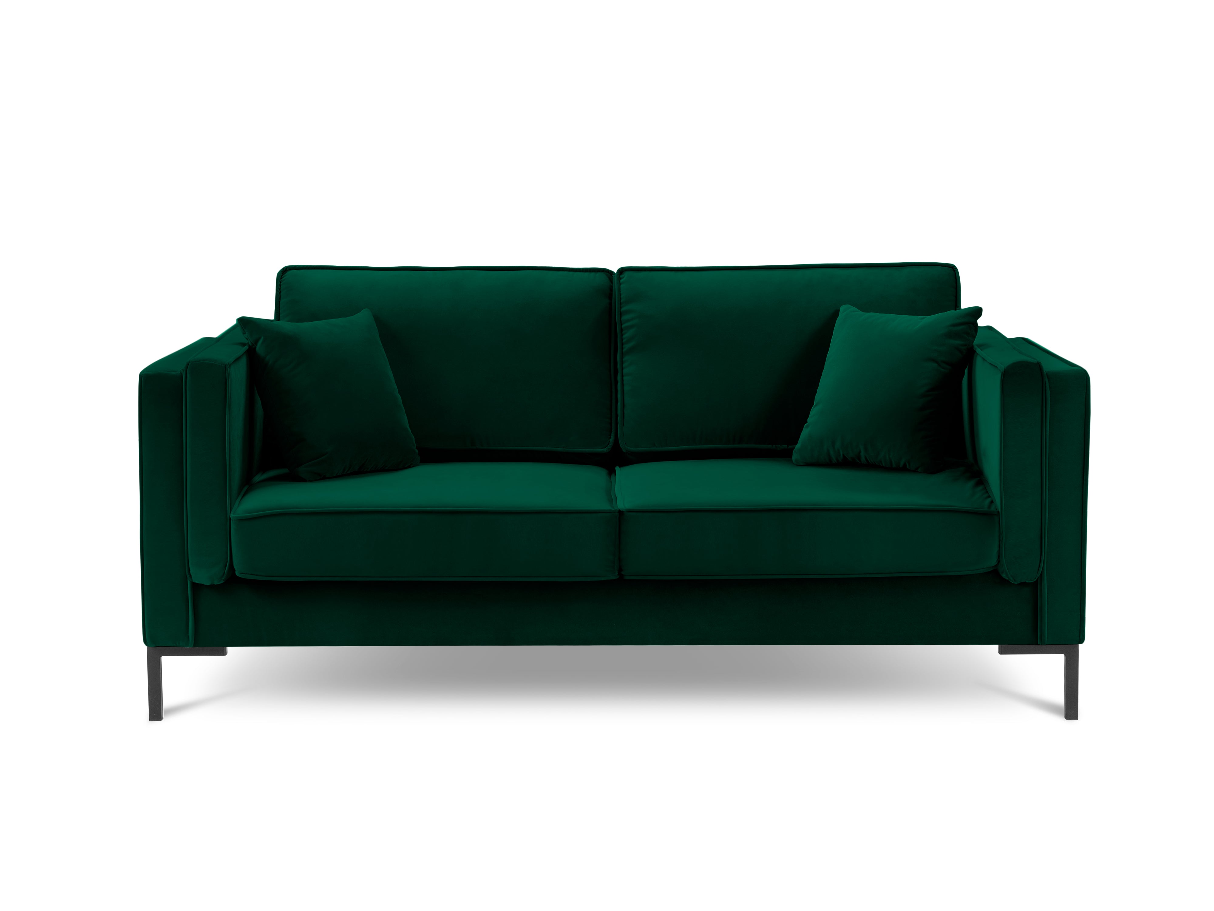 LUIS bottle green velvet 2-seater sofa with black base