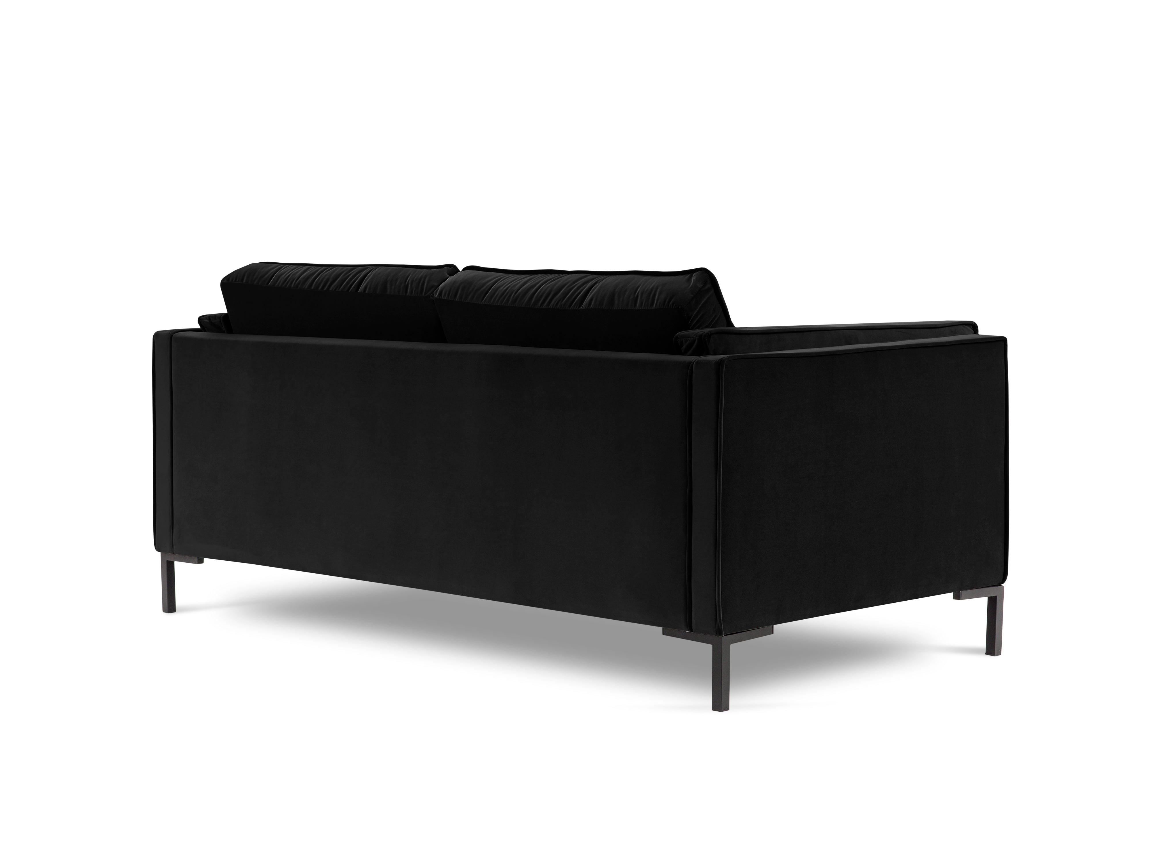 LUIS black velvet 2-seater sofa with black base