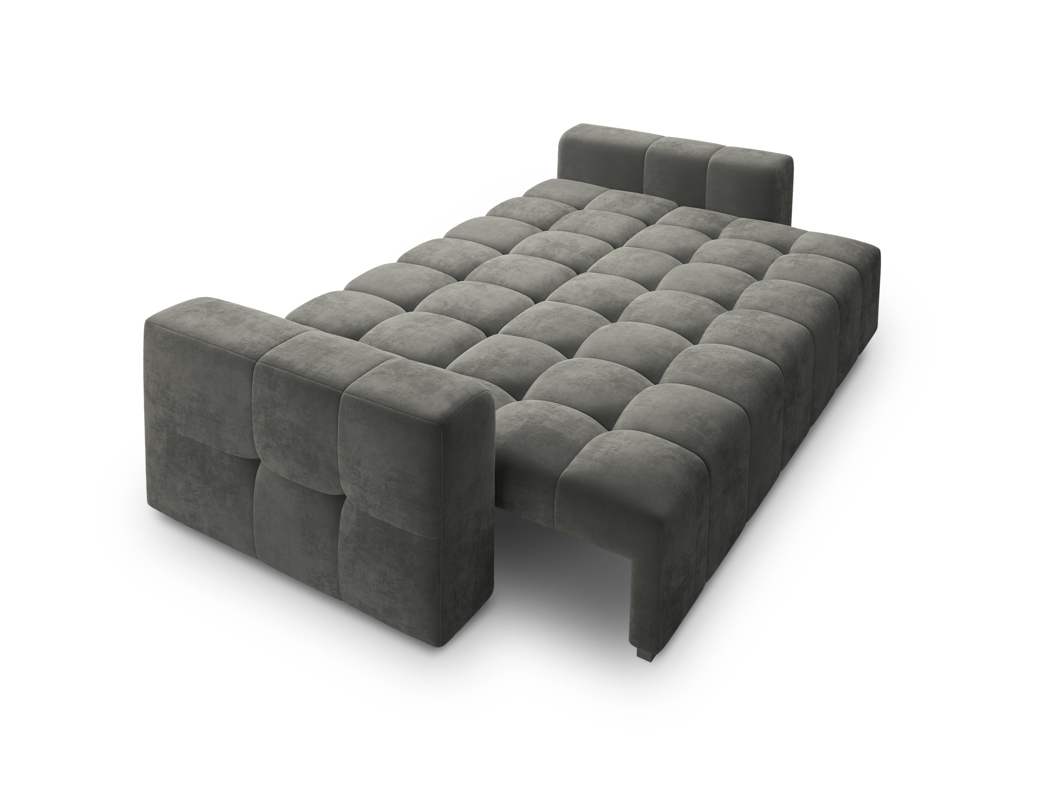 LUCA velvet sofa with sleeping function grey