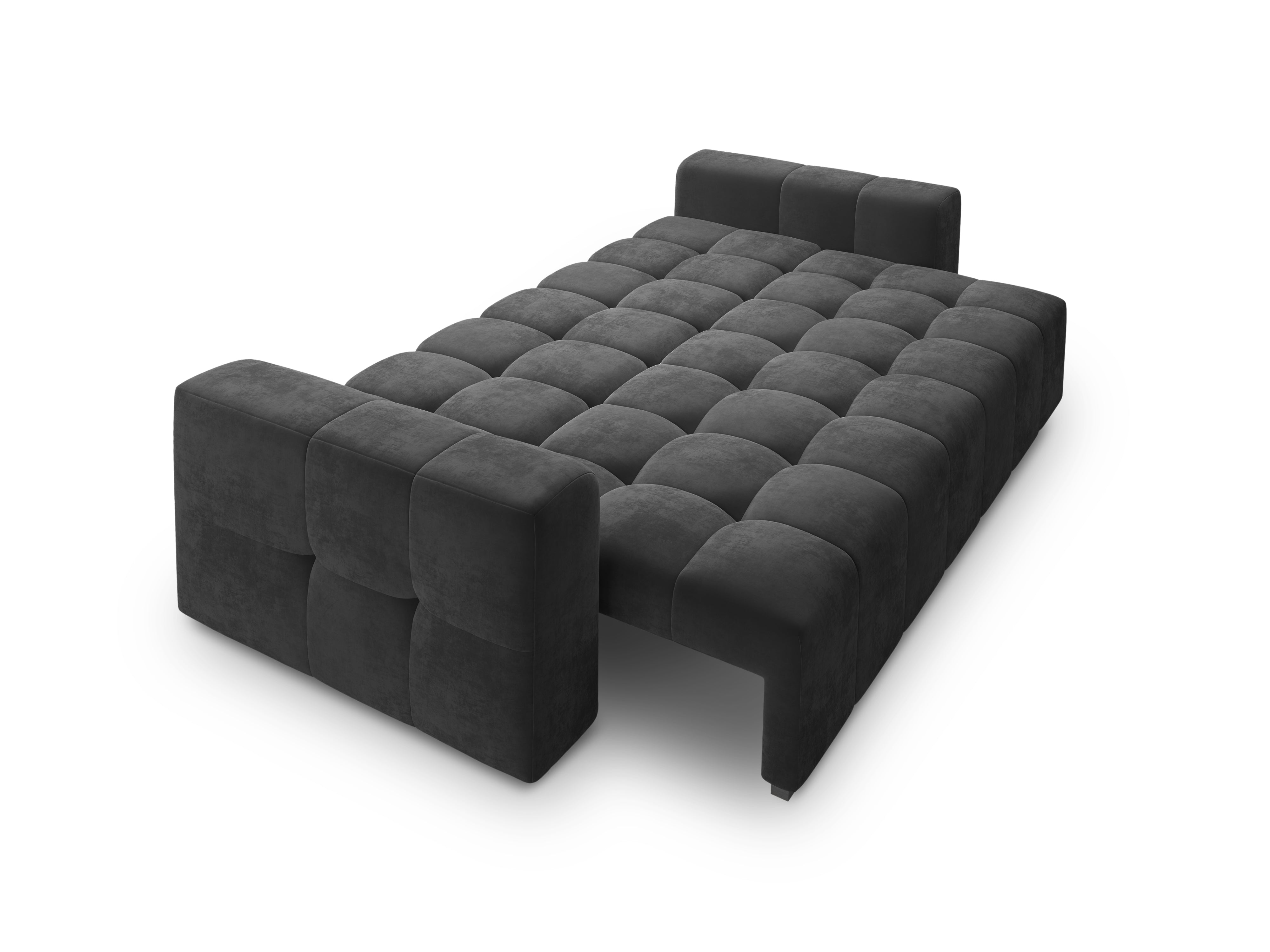LUCA velvet sofa with sleeping function dark grey