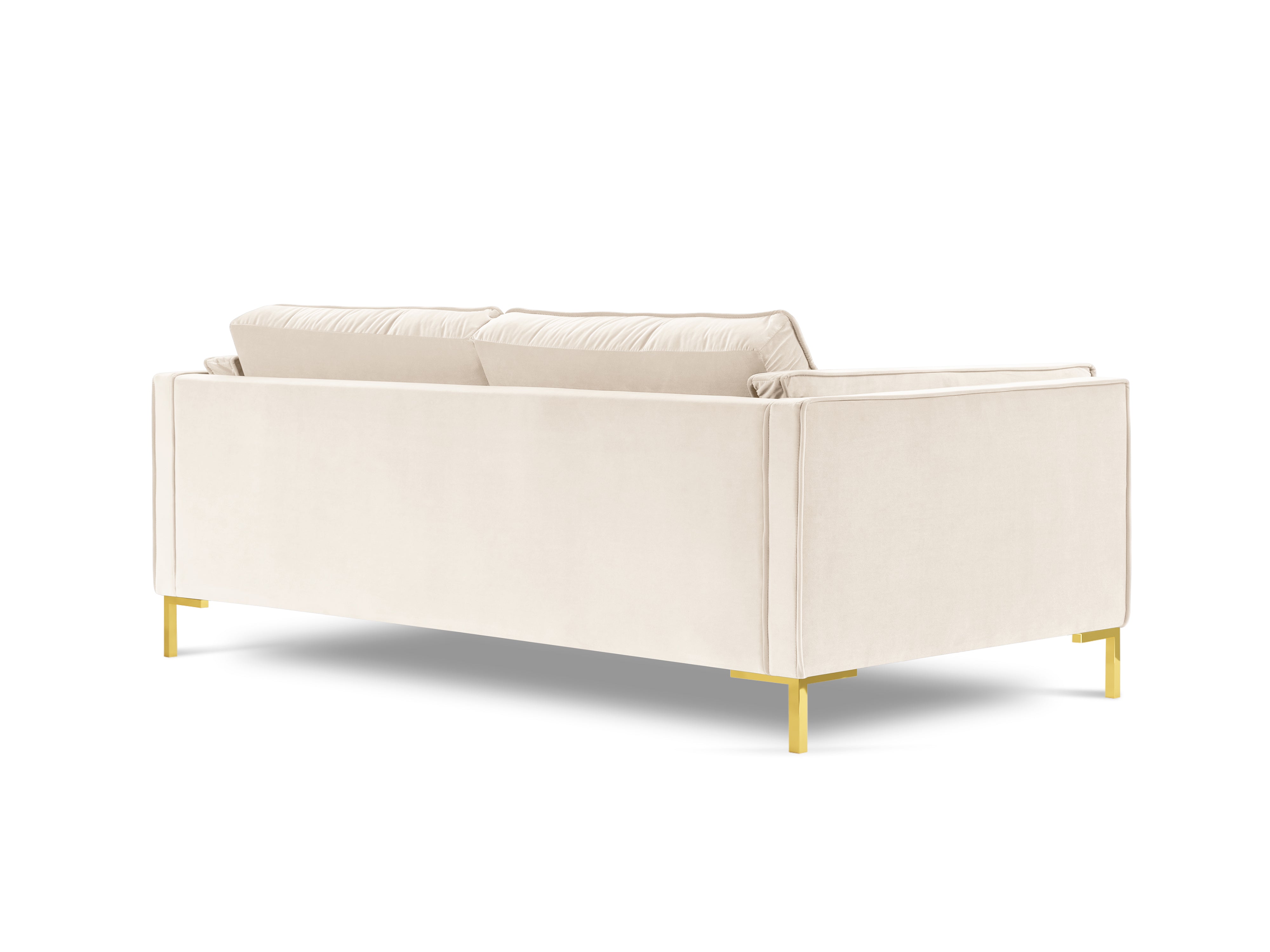 LUIS beige velvet 3-seater sofa with gold base