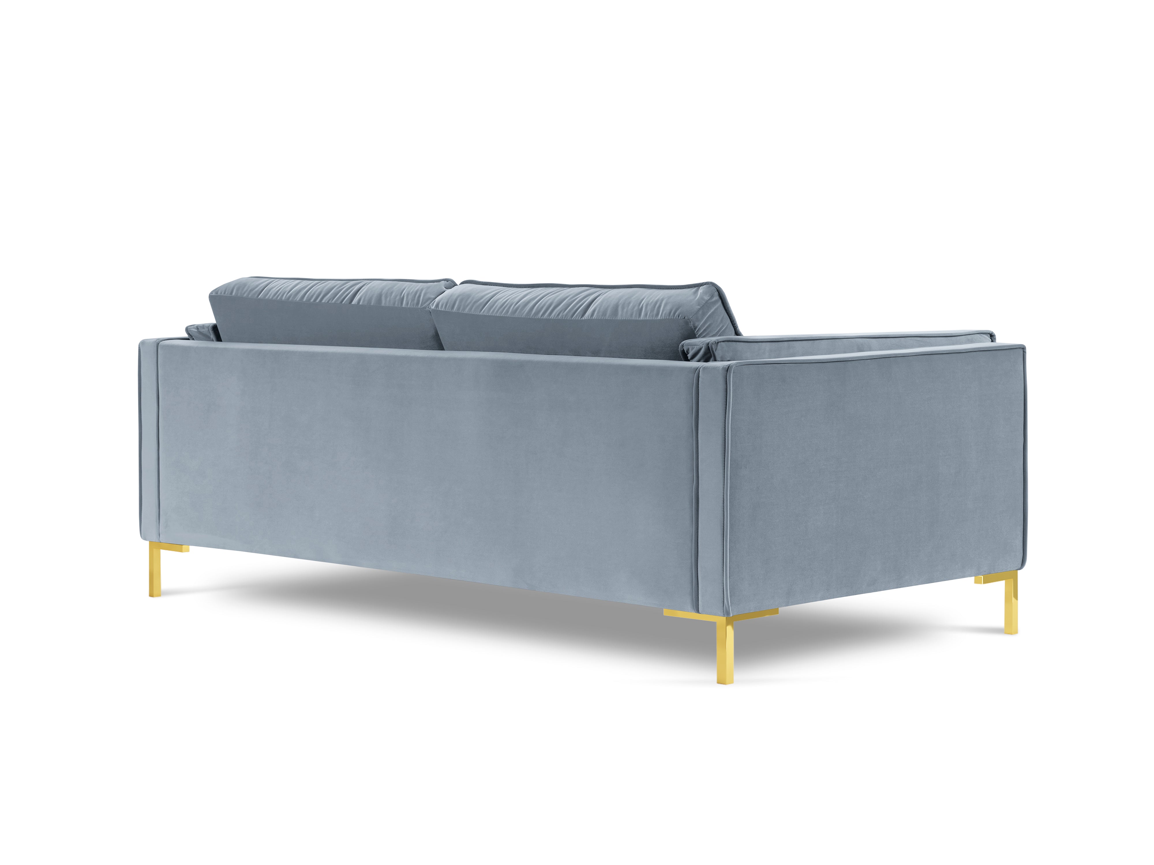 LUIS light blue velvet 3-seater sofa with gold base
